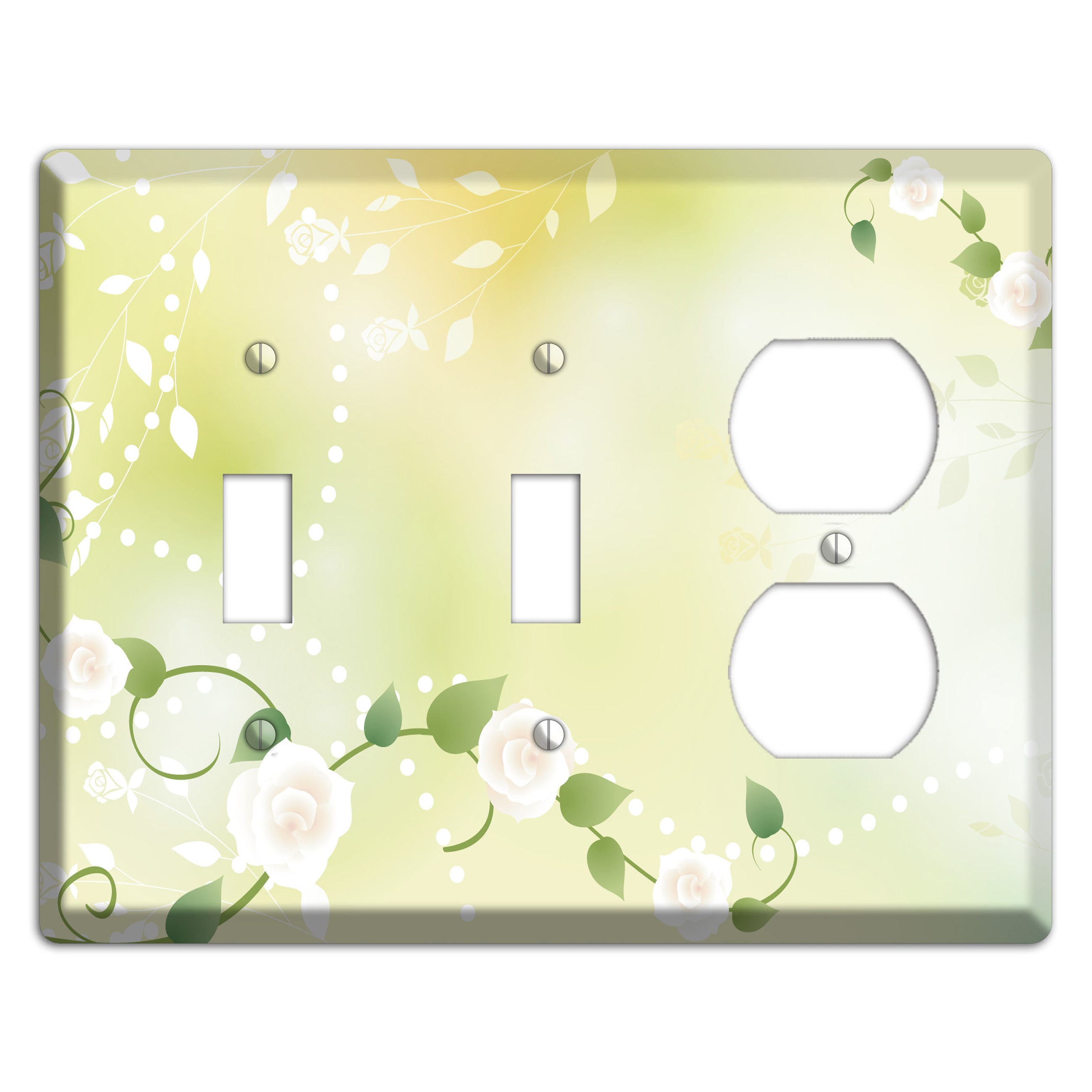 Green Delicate Flowers 2 Toggle / Duplex Wallplate