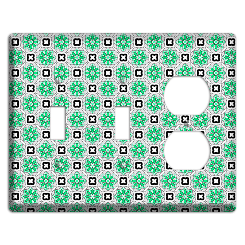 Green and Black Foulard 2 Toggle / Duplex Wallplate