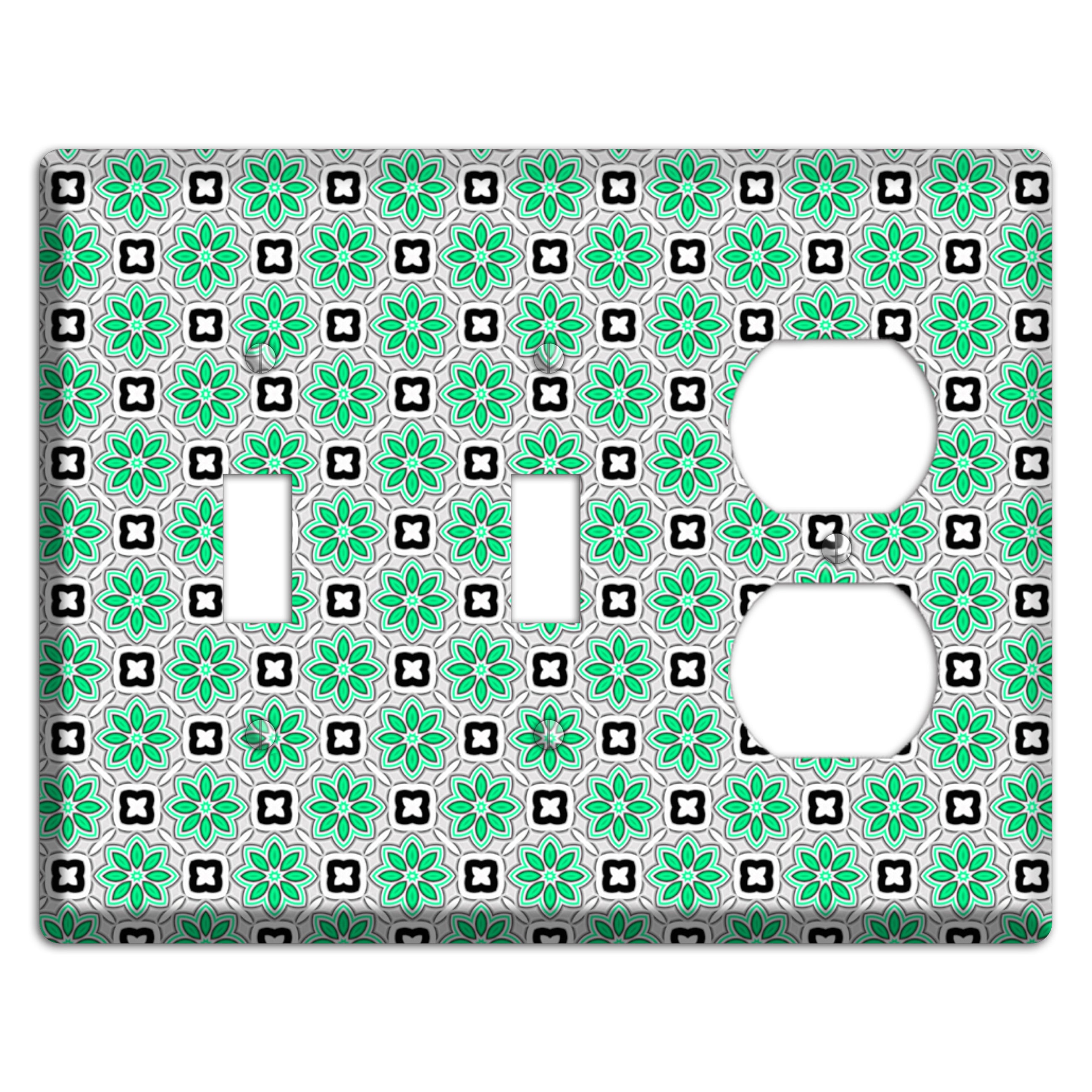 Green and Black Foulard 2 Toggle / Duplex Wallplate
