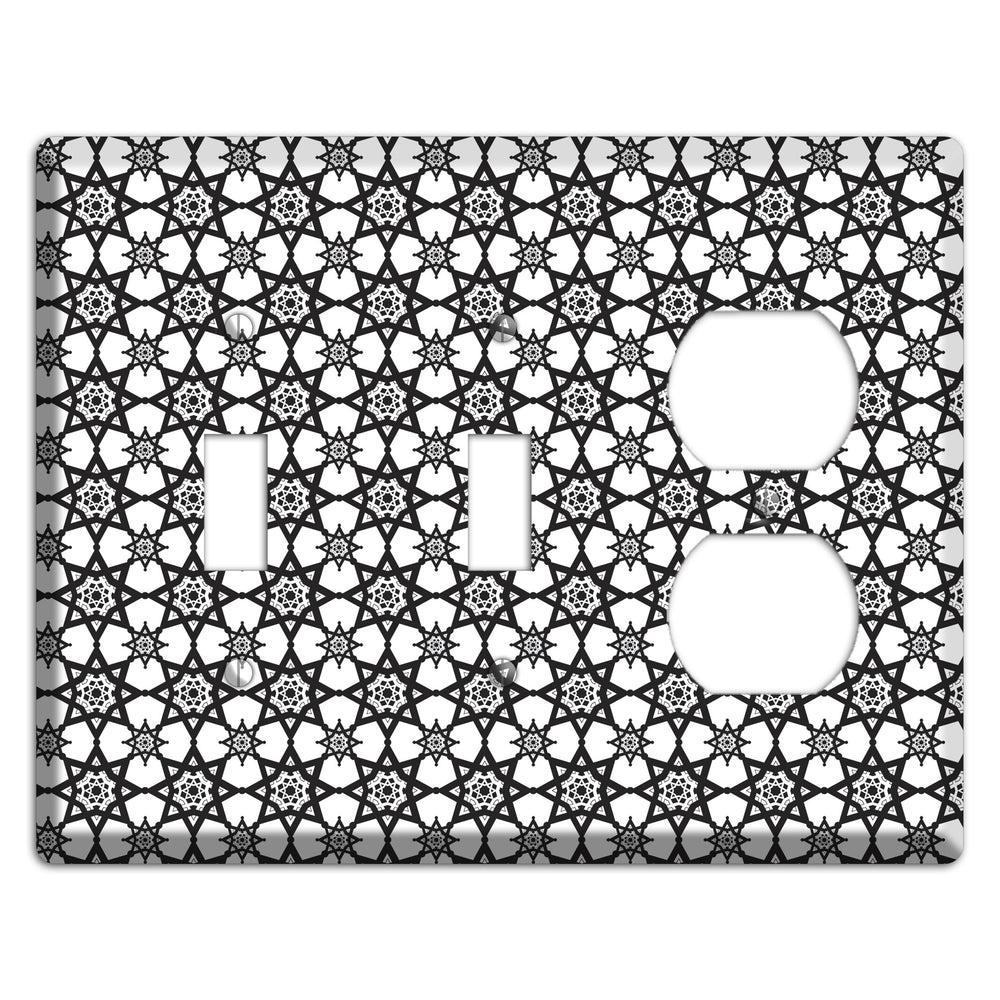 White and Black Arabesque 2 Toggle / Duplex Wallplate