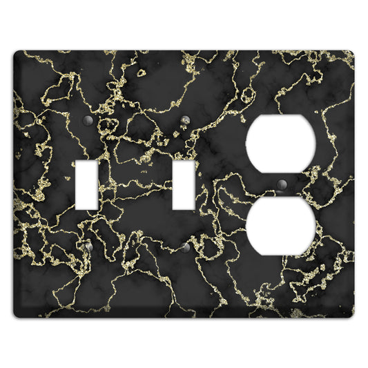 Black and Gold Marble Shatter 2 Toggle / Duplex Wallplate