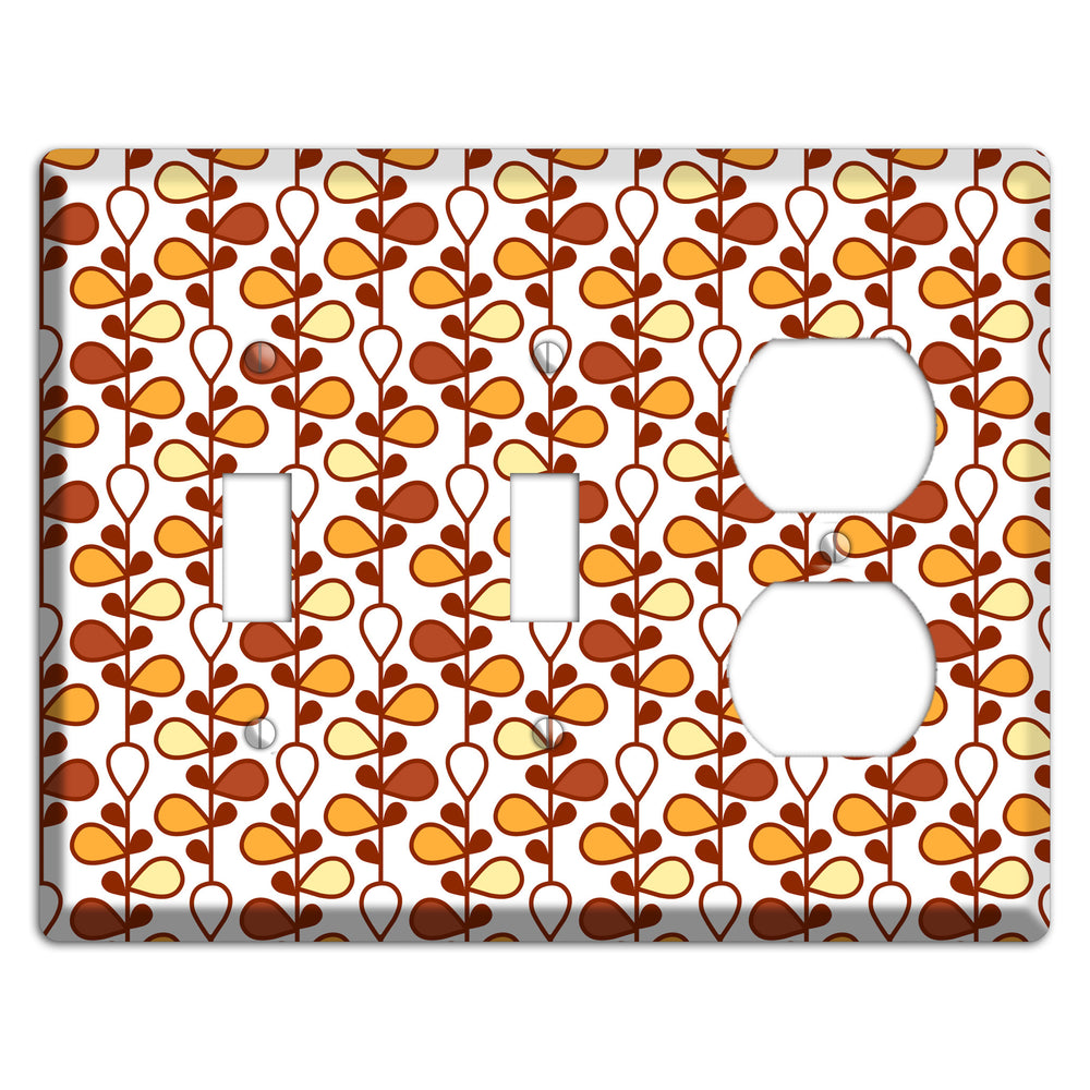 White with Red and Orange Drop and Vine 2 Toggle / Duplex Wallplate