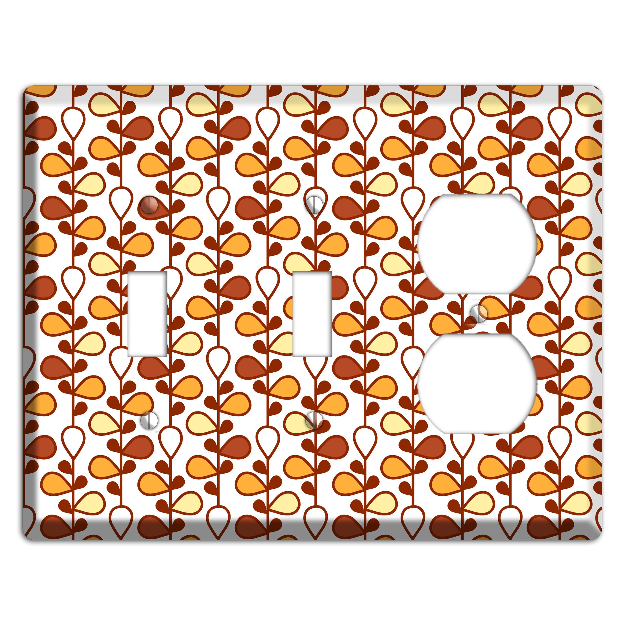White with Red and Orange Drop and Vine 2 Toggle / Duplex Wallplate