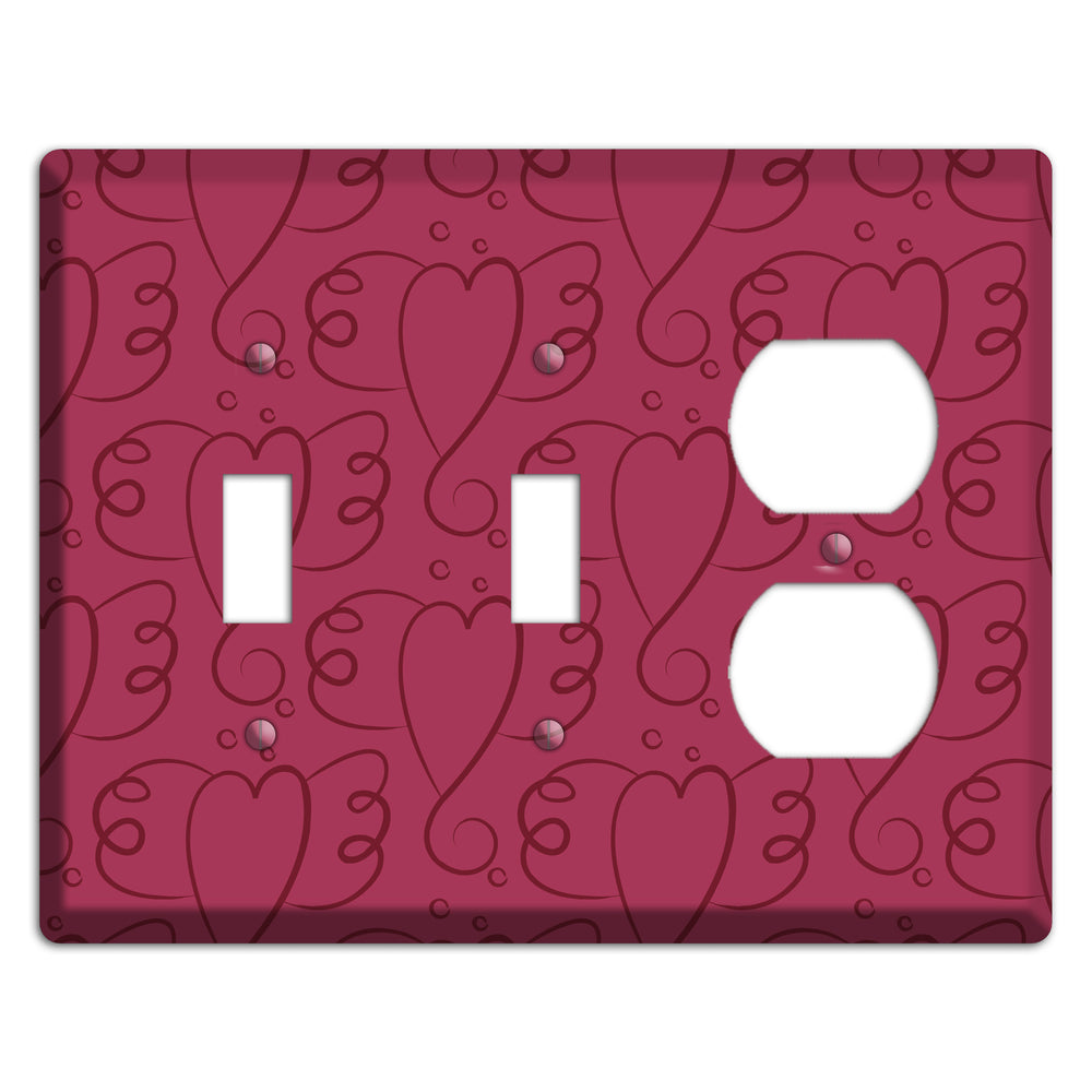 Fuschia Winged Hearts 2 Toggle / Duplex Wallplate