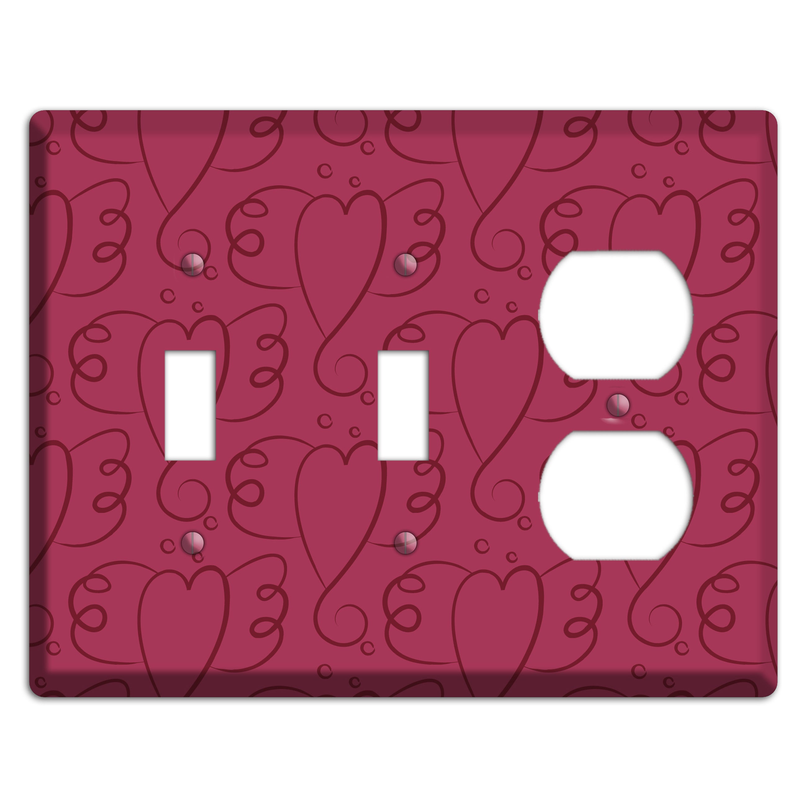 Fuschia Winged Hearts 2 Toggle / Duplex Wallplate