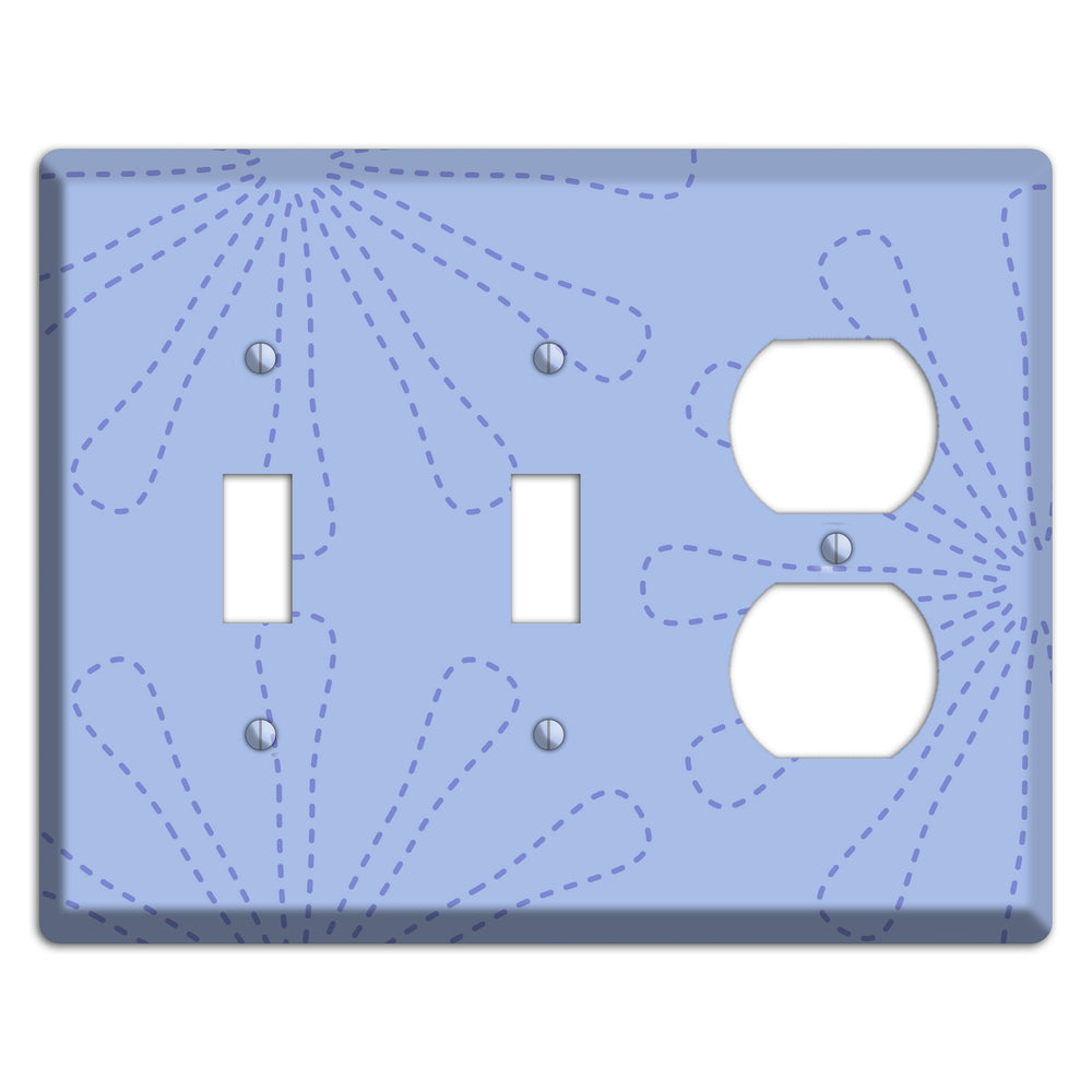 Periwinkle Retro Stipple Floral Contour 2 Toggle / Duplex Wallplate
