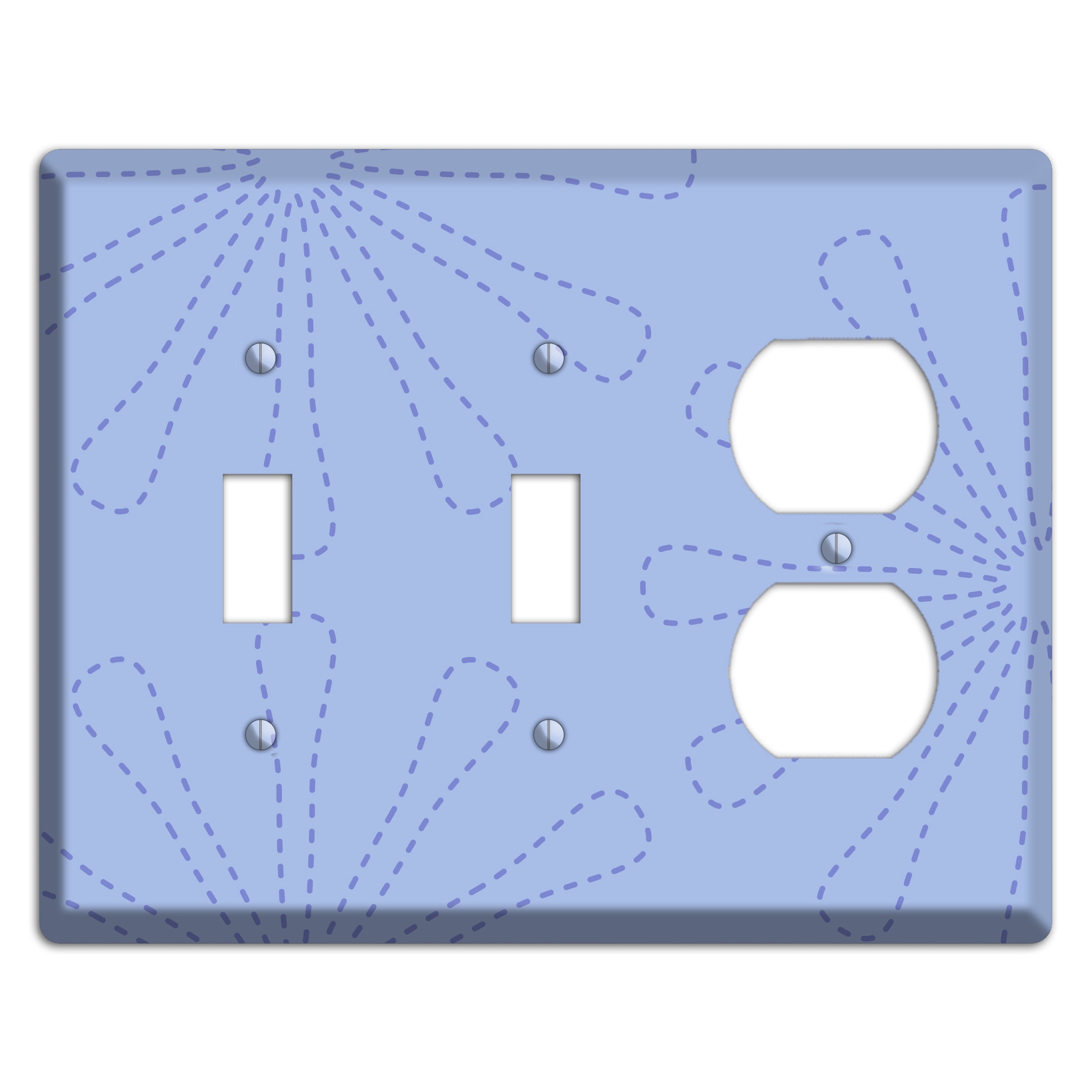 Periwinkle Retro Stipple Floral Contour 2 Toggle / Duplex Wallplate