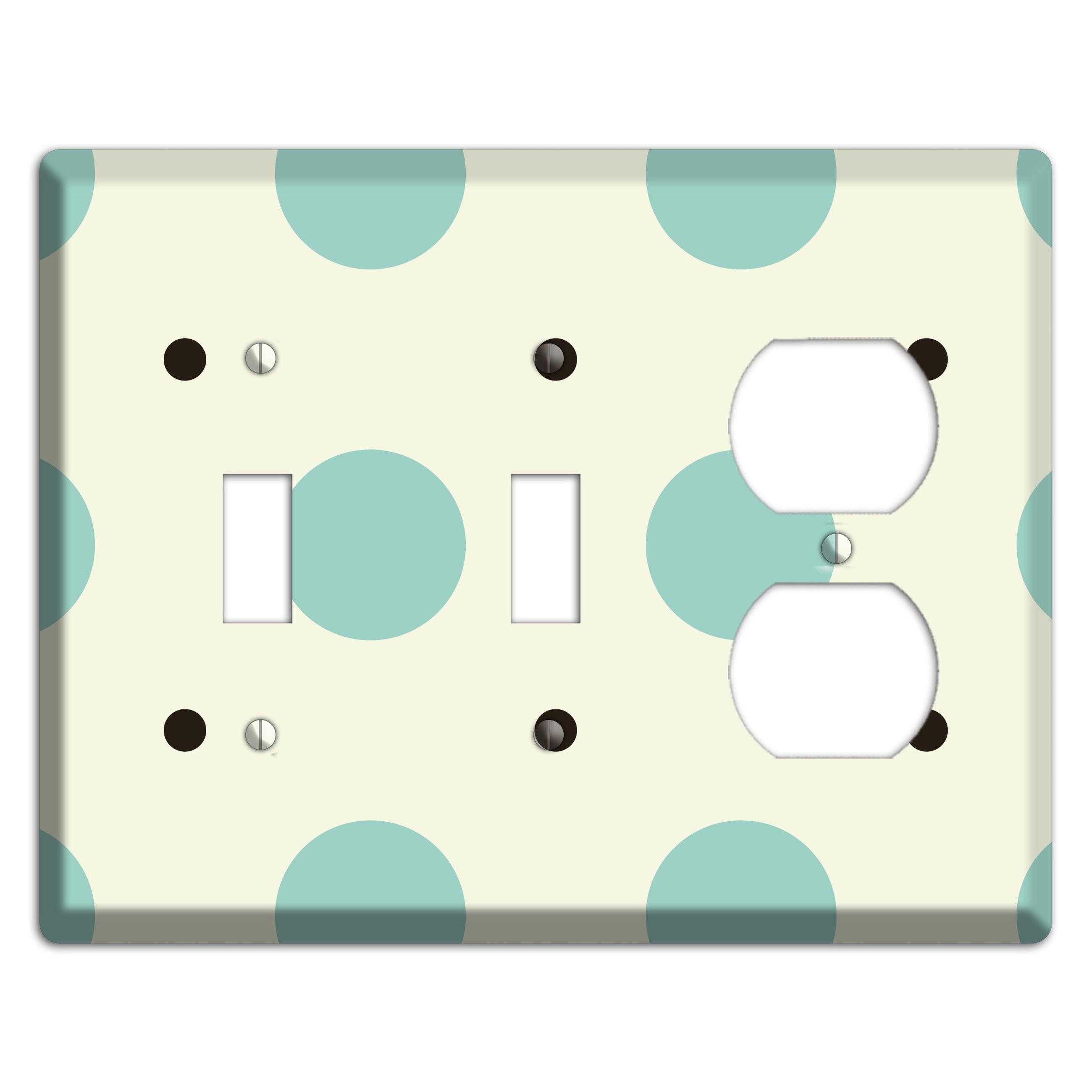 Soft Green with Aqua and Black Multi Tiled Medium Dots 2 Toggle / Duplex Wallplate