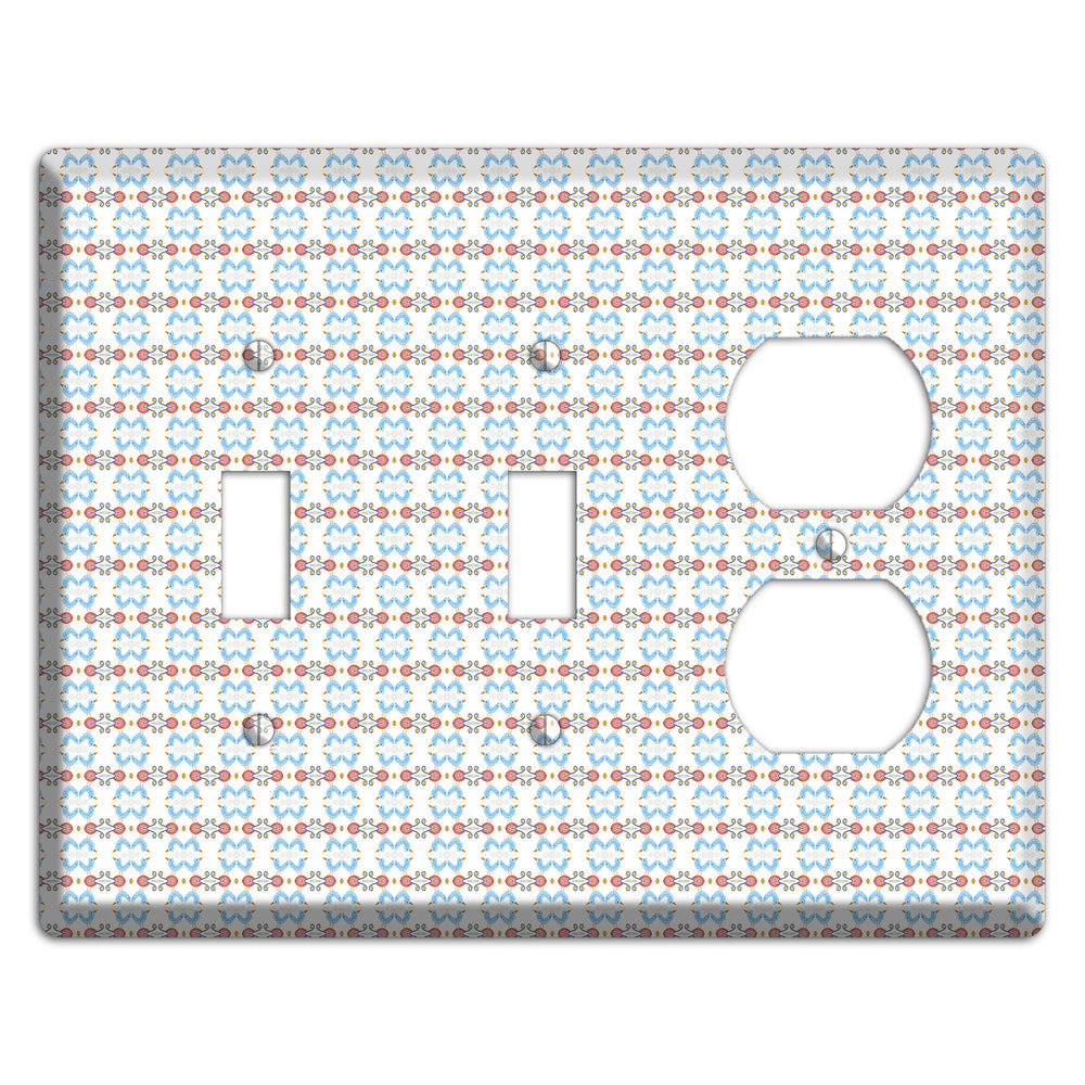 White with Blue Red Tapestry 2 Toggle / Duplex Wallplate