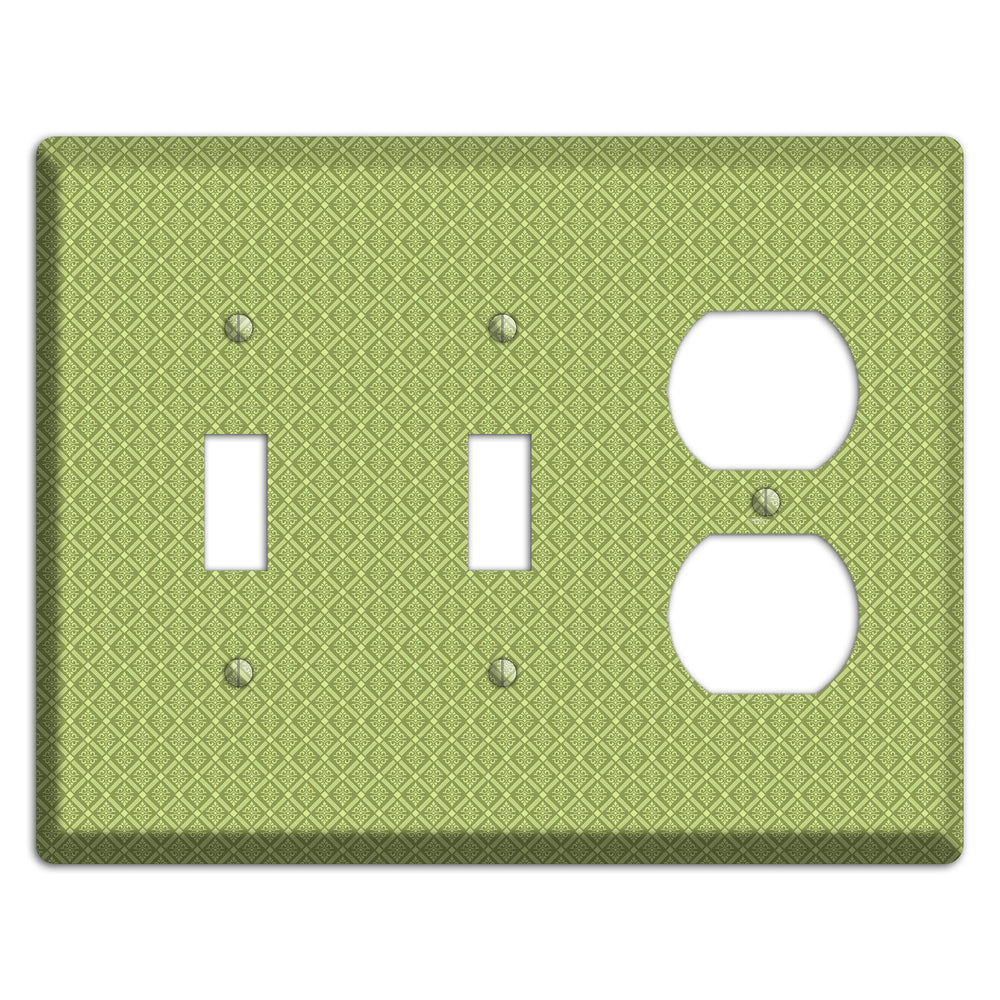 Small Green Damask Diamonds 2 Toggle / Duplex Wallplate