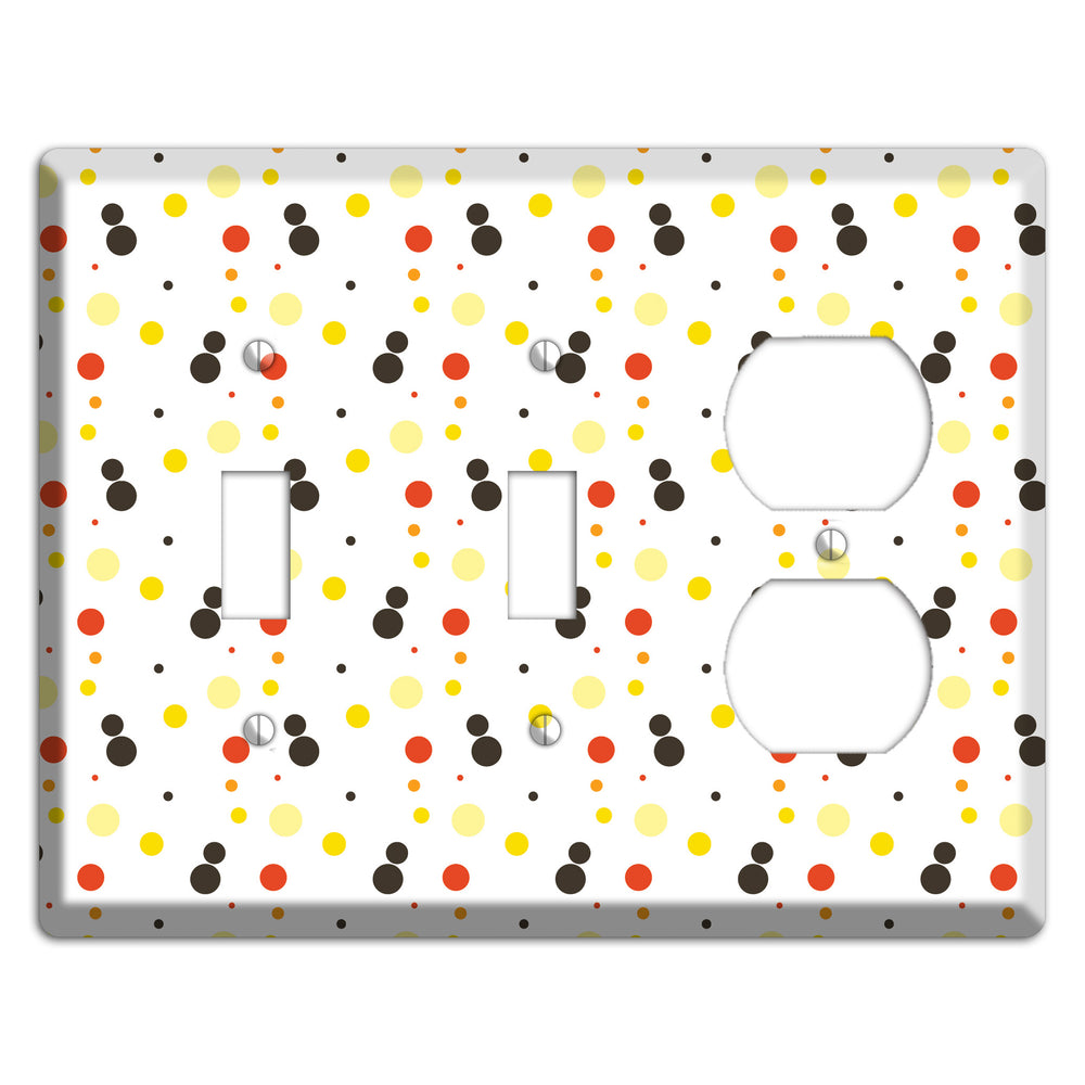 White With Black Maroon Olive Tiny Dots 2 Toggle / Duplex Wallplate