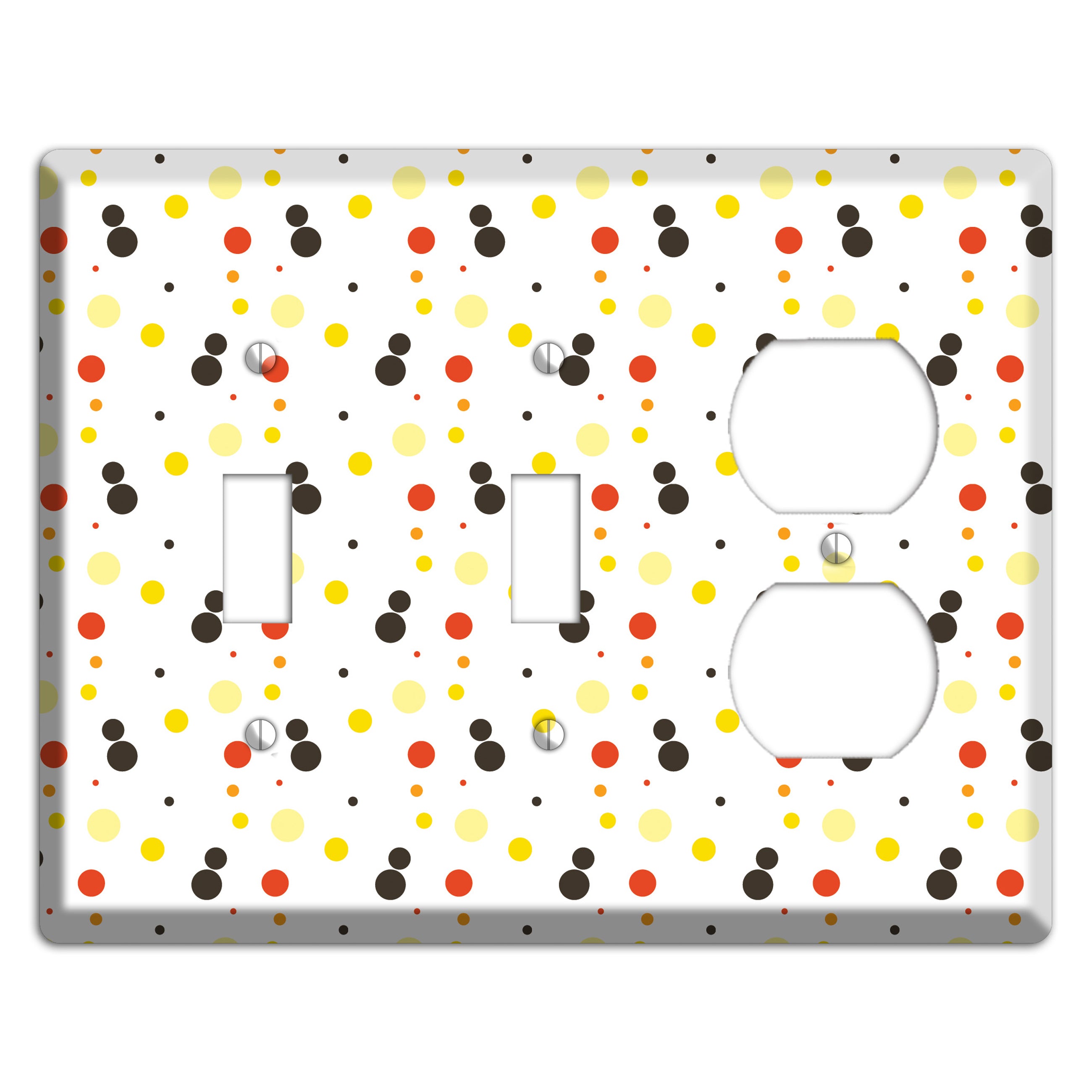 White With Black Maroon Olive Tiny Dots 2 Toggle / Duplex Wallplate