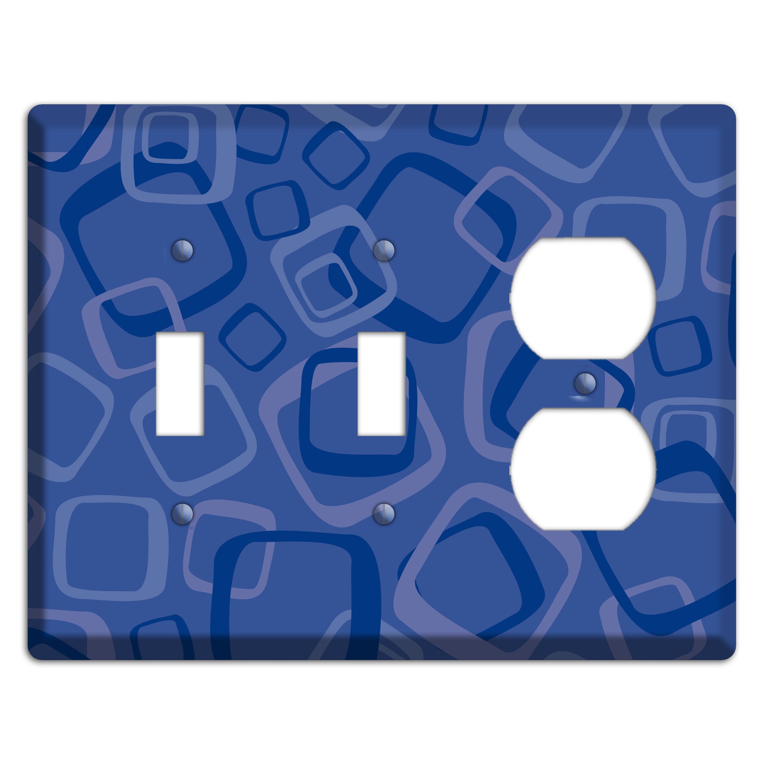 Multi Blue Random Retro Squares 2 Toggle / Duplex Wallplate