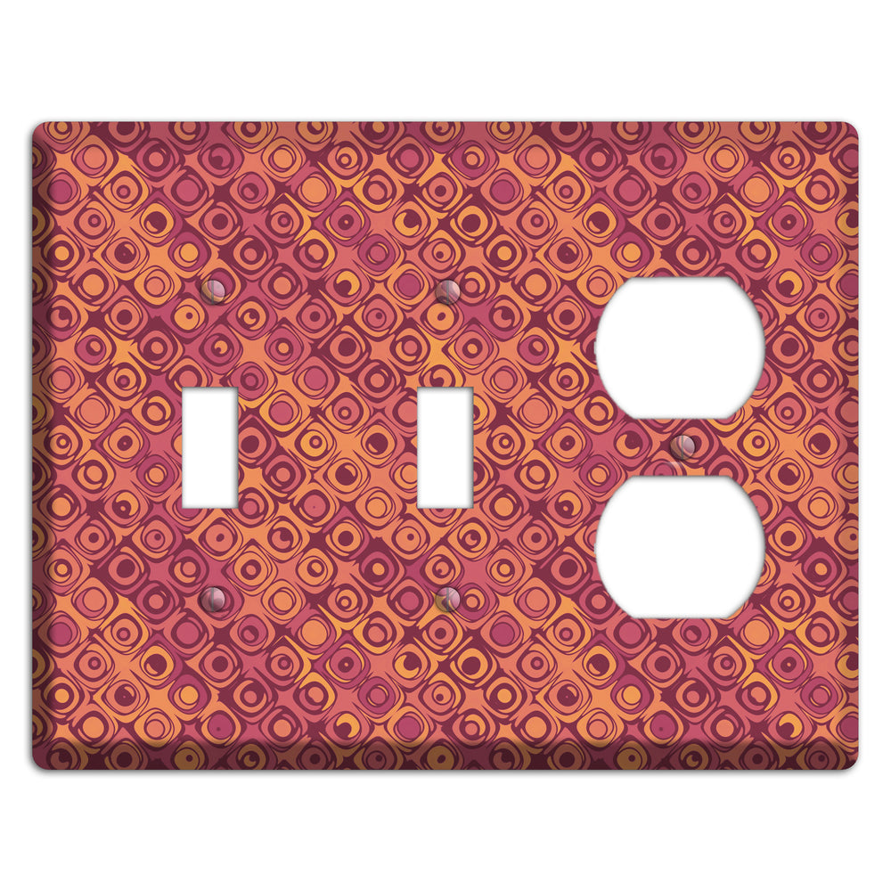 Coral Grunge Retro Circles 2 Toggle / Duplex Wallplate