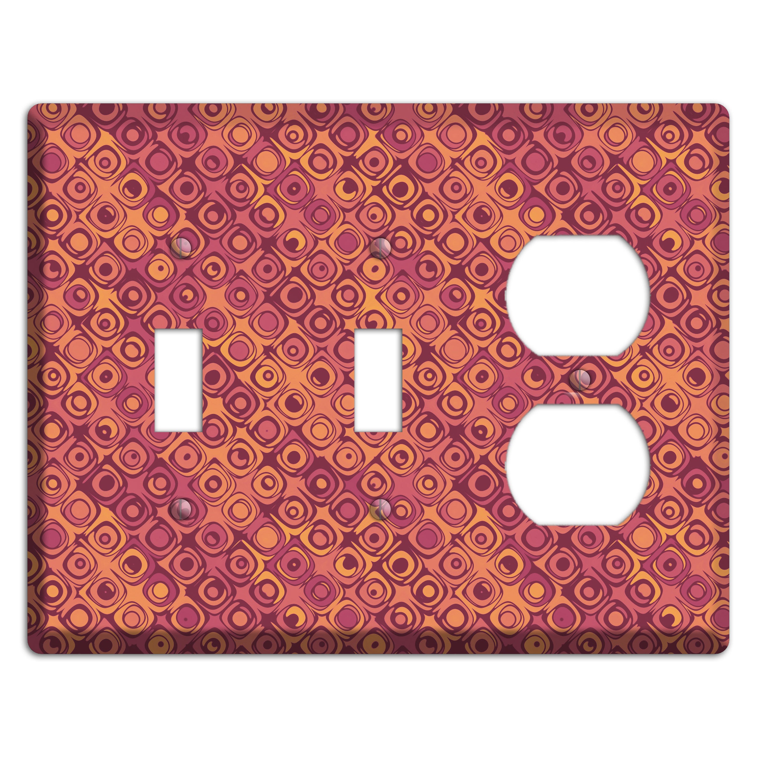 Coral Grunge Retro Circles 2 Toggle / Duplex Wallplate