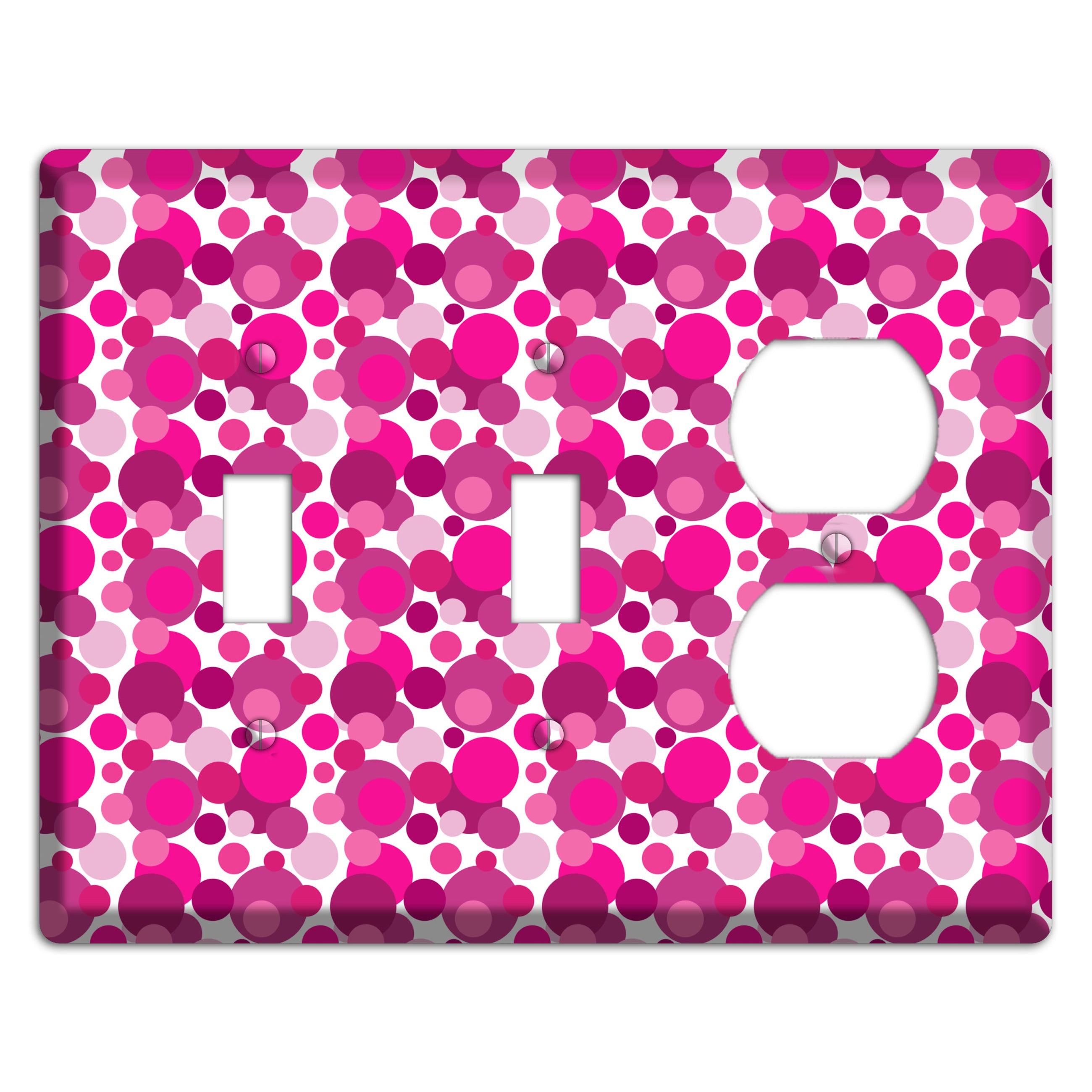 Multi Fuschia Bubble Dots 2 Toggle / Duplex Wallplate