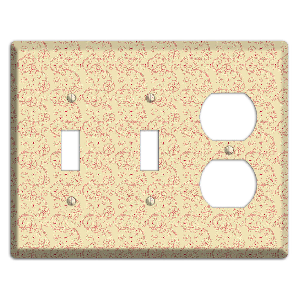 Tiny Off White Floral Swirl 2 Toggle / Duplex Wallplate