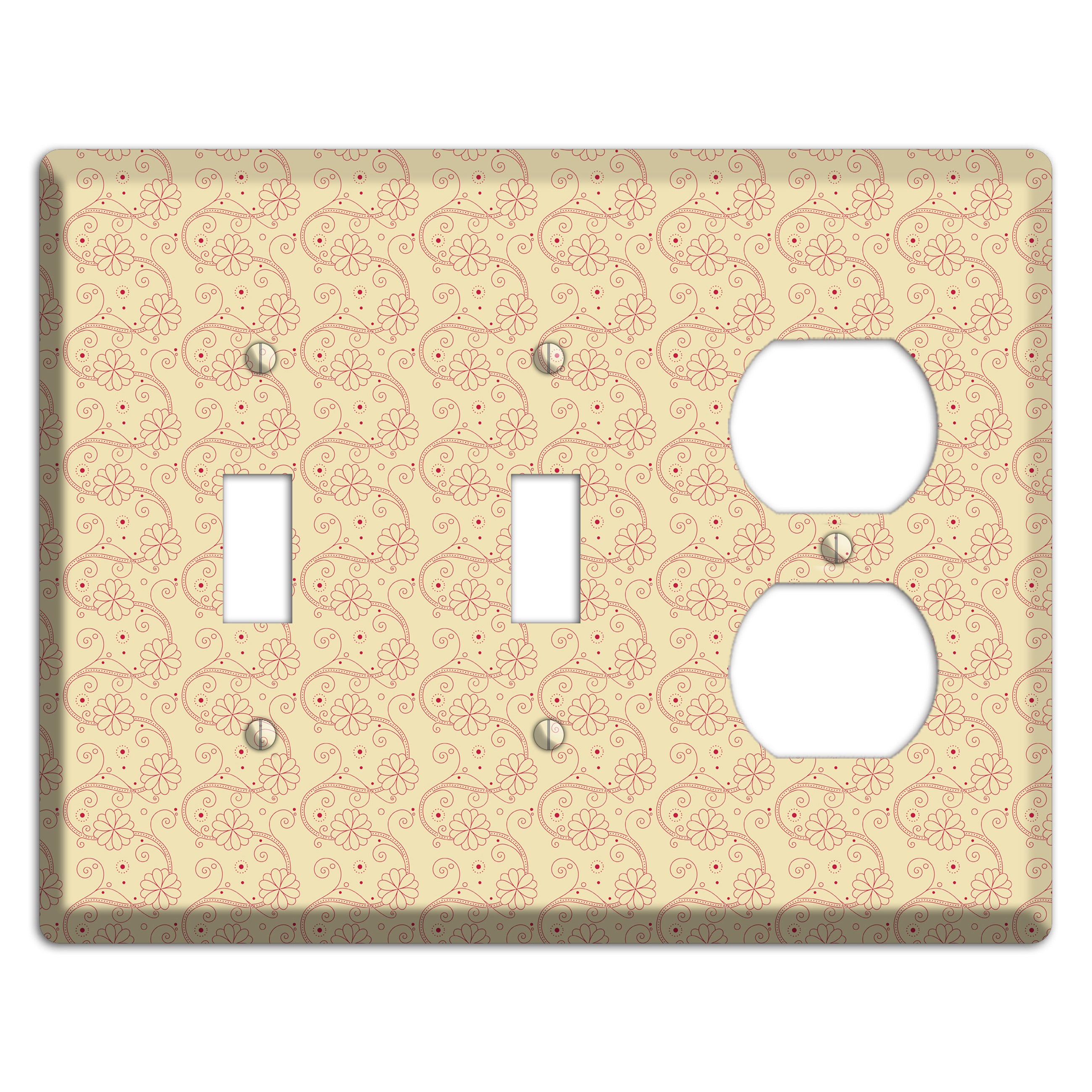 Tiny Off White Floral Swirl 2 Toggle / Duplex Wallplate