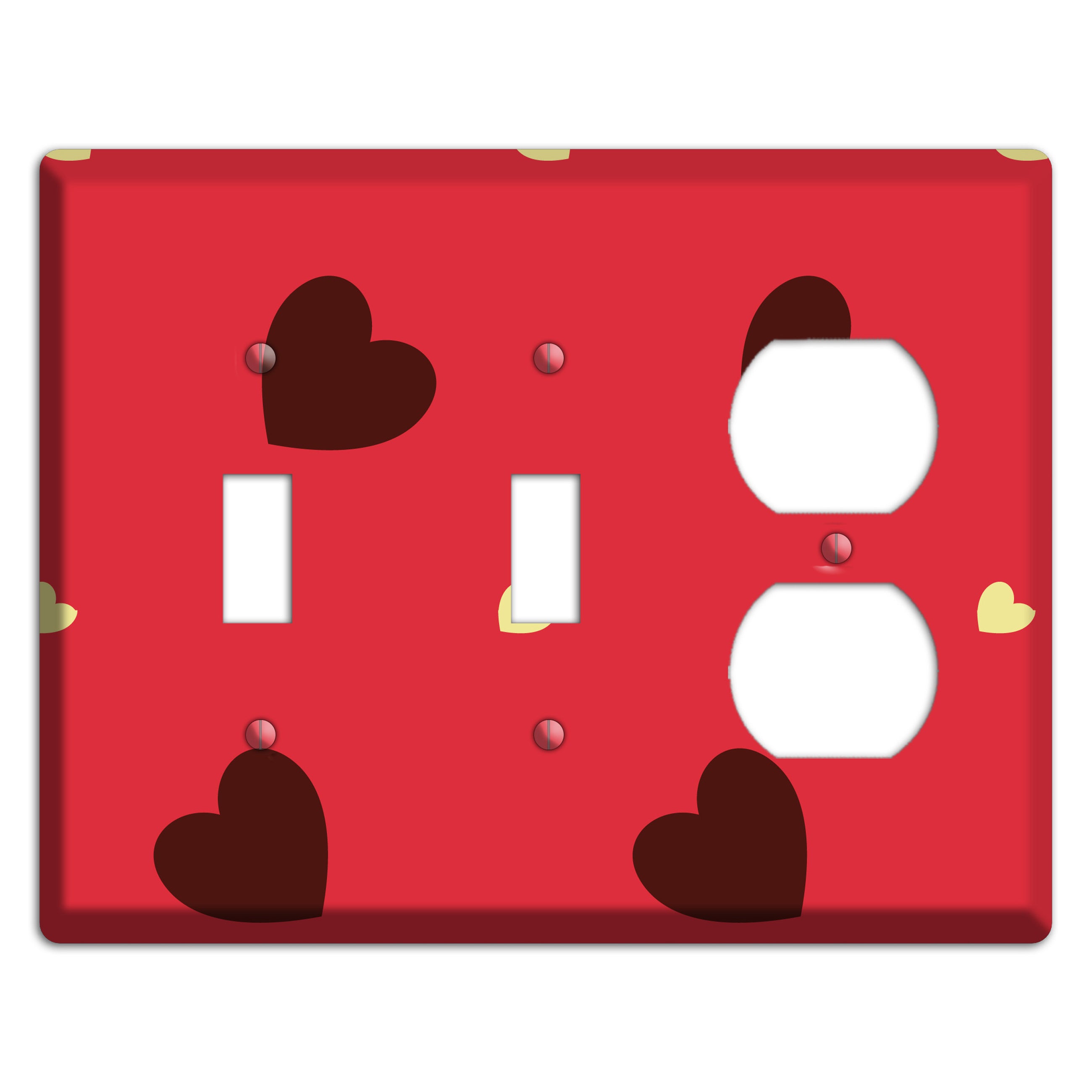 Red with Hearts 2 Toggle / Duplex Wallplate