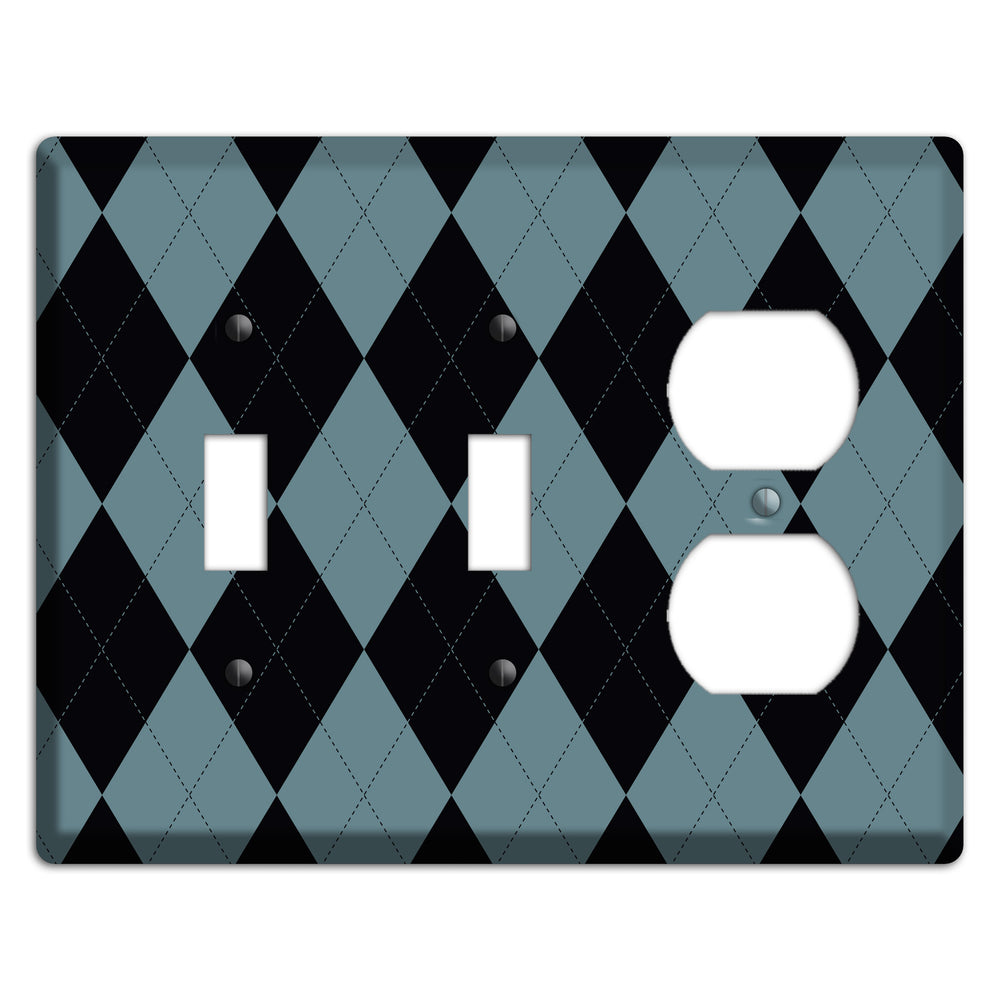 Blue and Black Argyle 2 Toggle / Duplex Wallplate