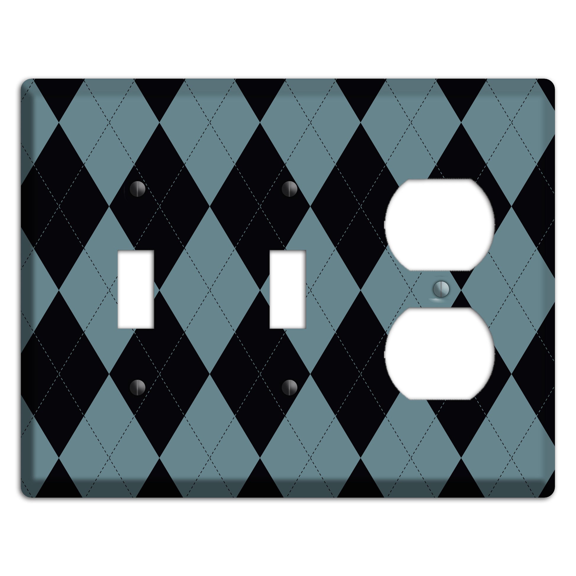 Blue and Black Argyle 2 Toggle / Duplex Wallplate