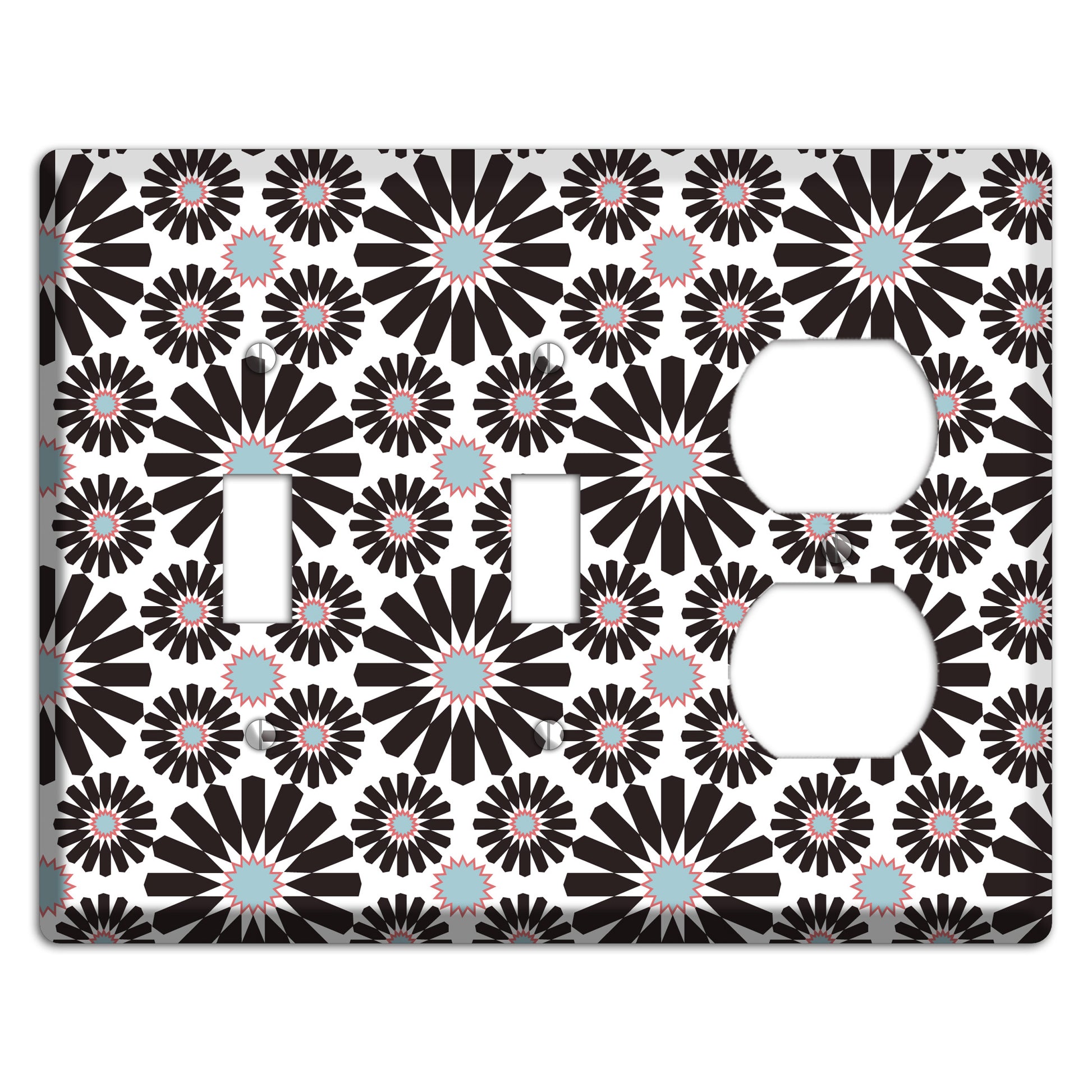 Dusty Blue Maroon Scandinavian Floral 2 2 Toggle / Duplex Wallplate