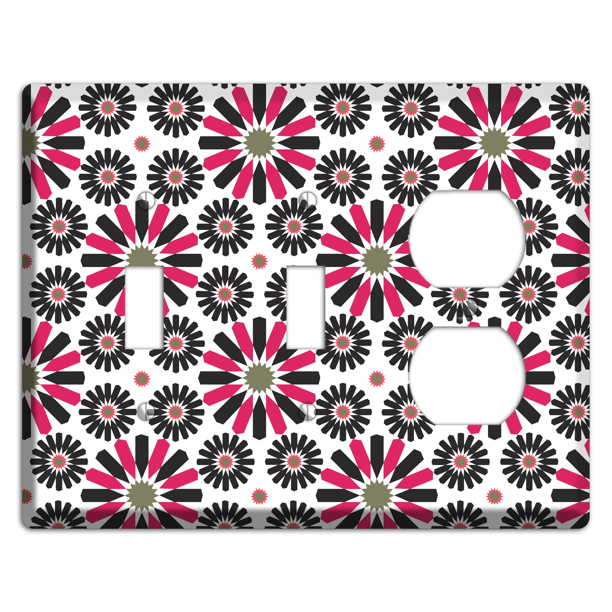 Red and Brown Scandinavian Floral 2 Toggle / Duplex Wallplate