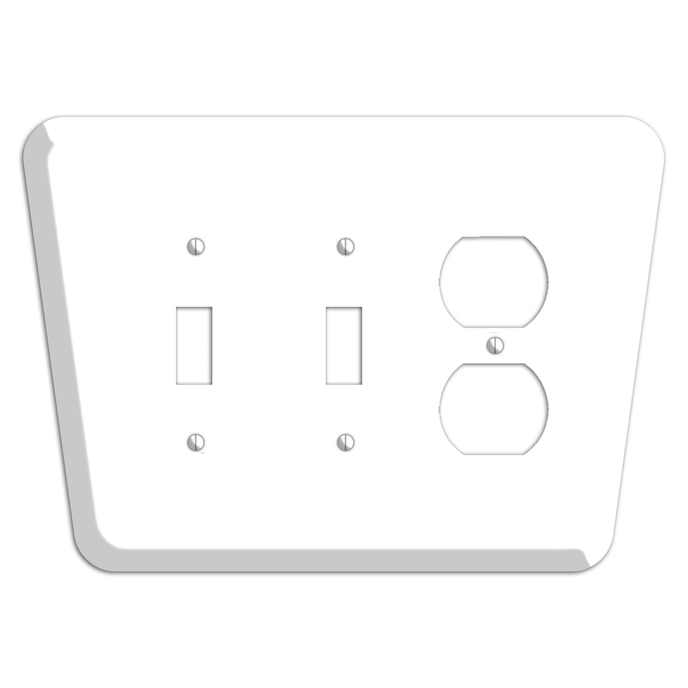 White Mid-Century 2 Toggle / Duplex Wallplate