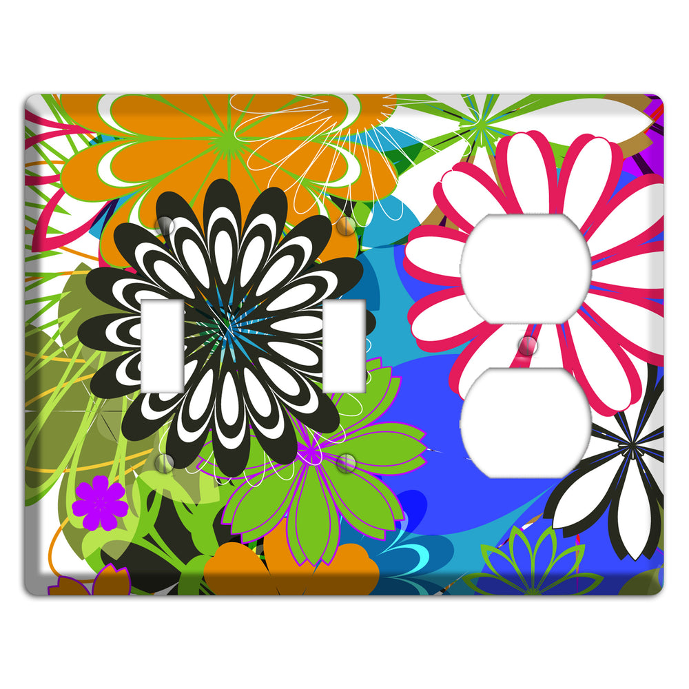 Multi Retro Flowers 2 Toggle / Duplex Wallplate