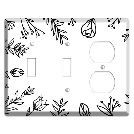 Hand-Drawn Floral 36 2 Toggle / Duplex Wallplate