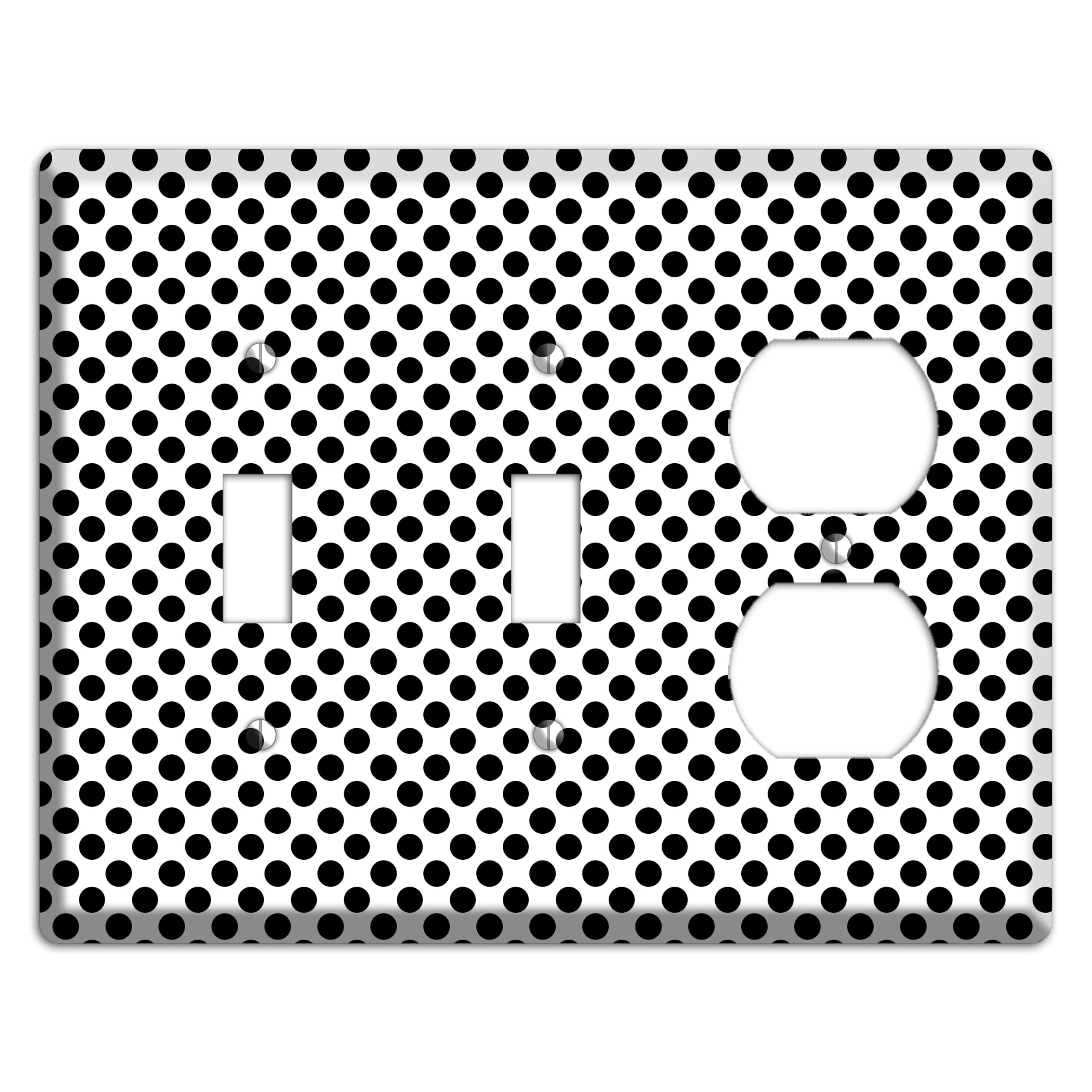 White with Black Packed Small Polka Dots 2 Toggle / Duplex Wallplate