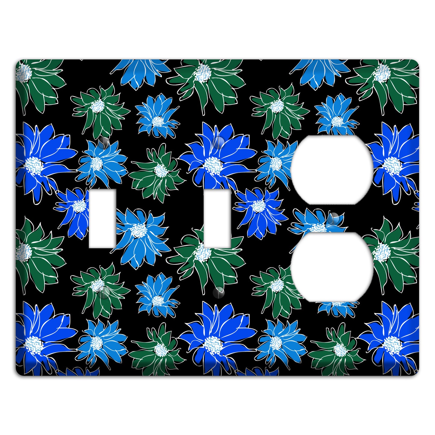 Blue and Green Flowers 2 Toggle / Duplex Wallplate