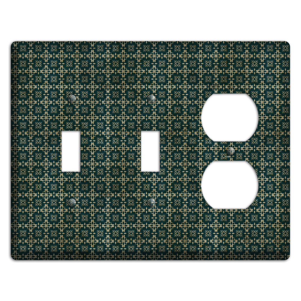 Dark Green Grunge Arabesque 2 Toggle / Duplex Wallplate