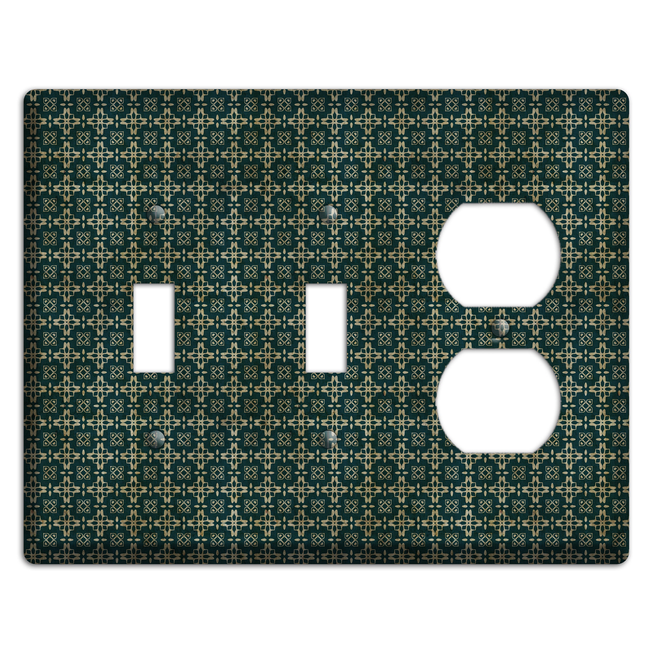 Dark Green Grunge Arabesque 2 Toggle / Duplex Wallplate