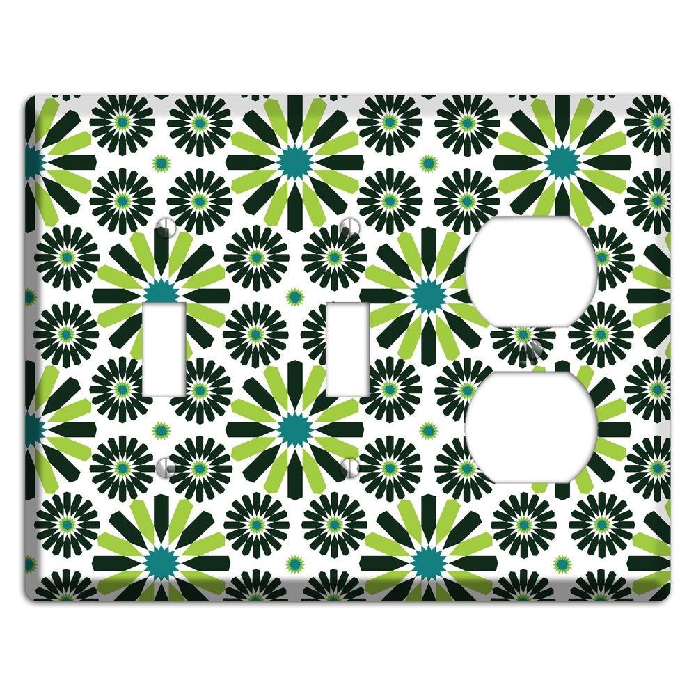 Lime and Teal Scandinavian Floral 2 Toggle / Duplex Wallplate