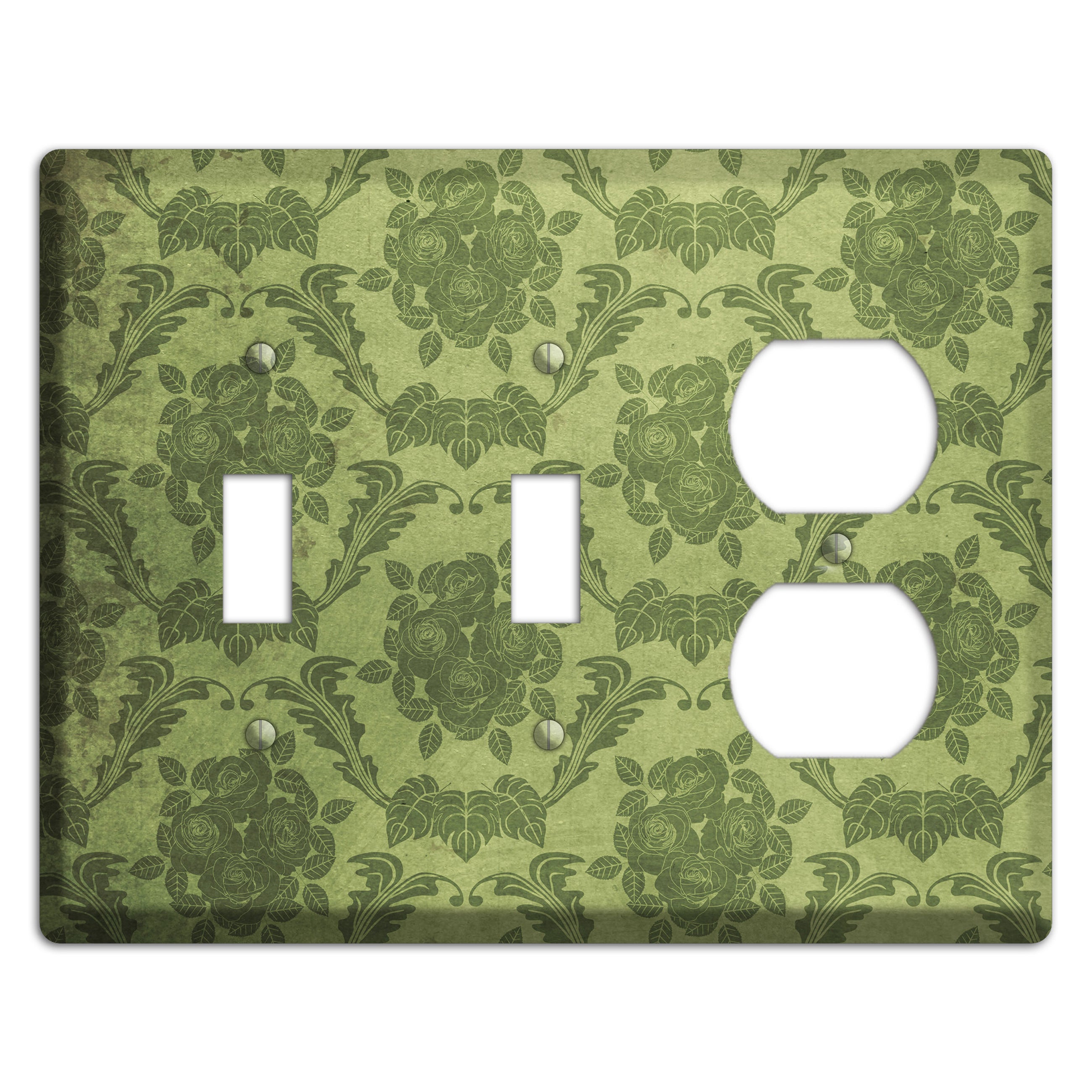 Green Smoke Vintage Rose Damask 2 Toggle / Duplex Wallplate