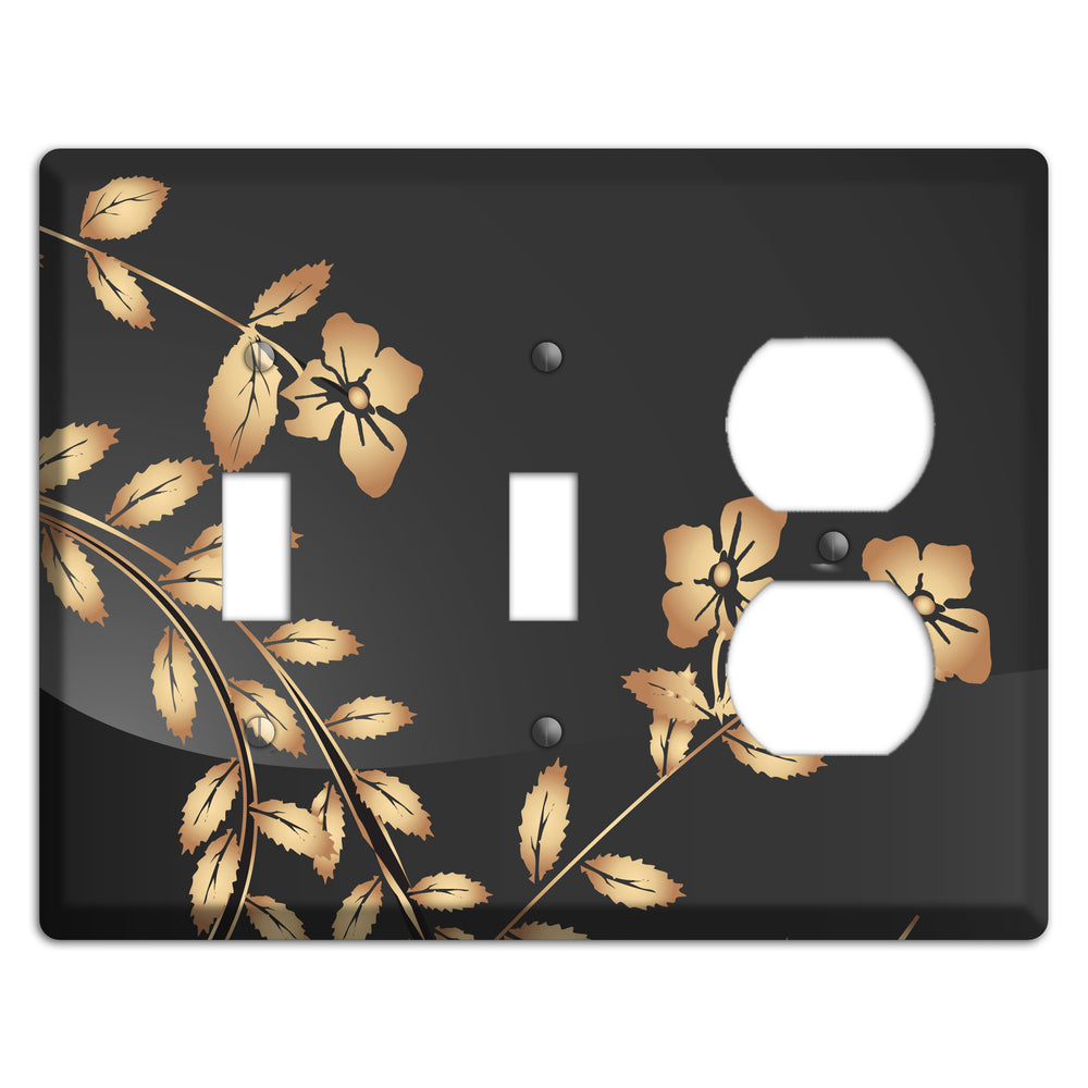 Black Sprig 2 Toggle / Duplex Wallplate