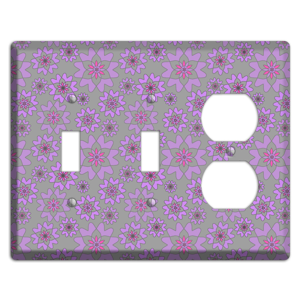 Grey with Purple Retro Suzani 2 Toggle / Duplex Wallplate