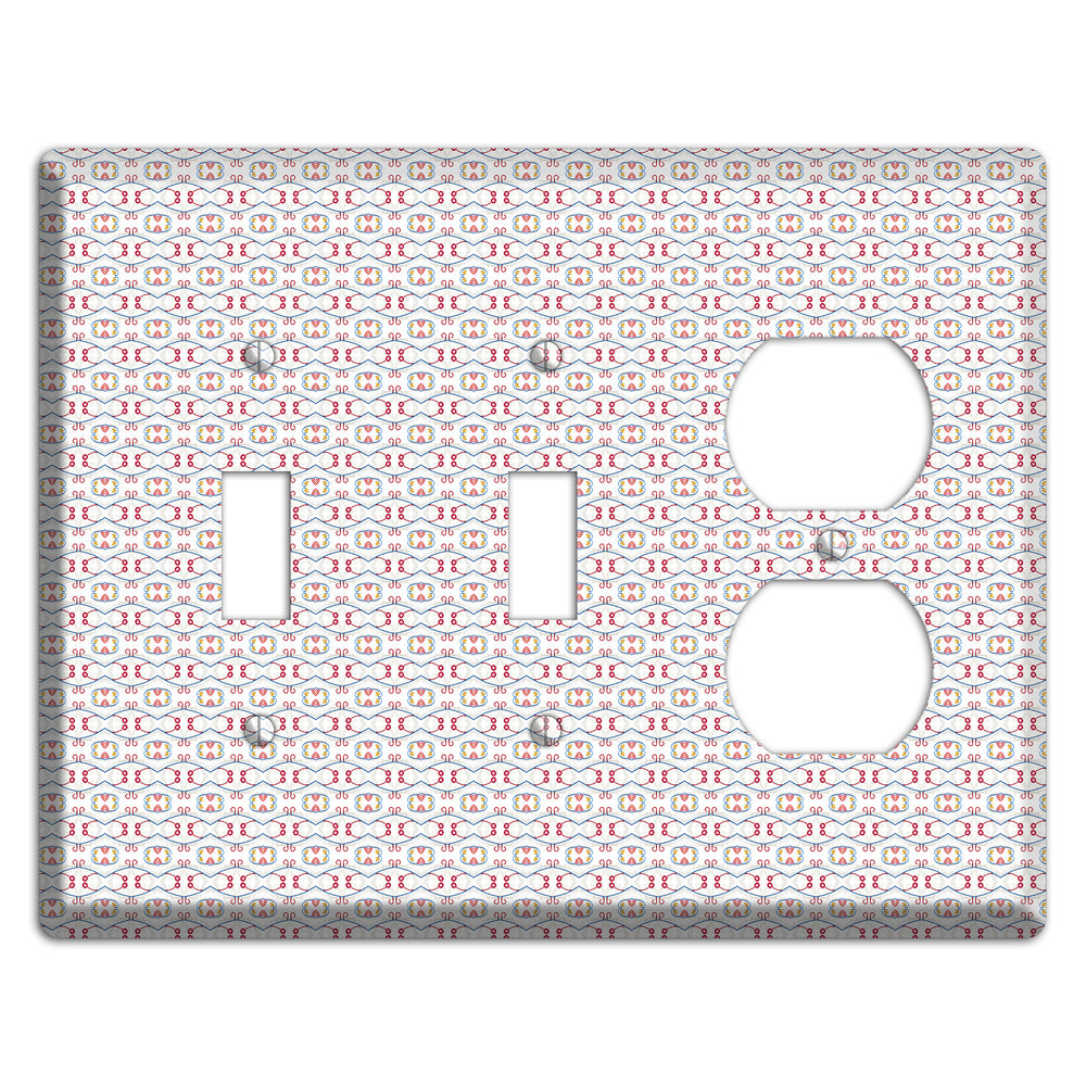 White with Red Tapestry Contour 2 Toggle / Duplex Wallplate