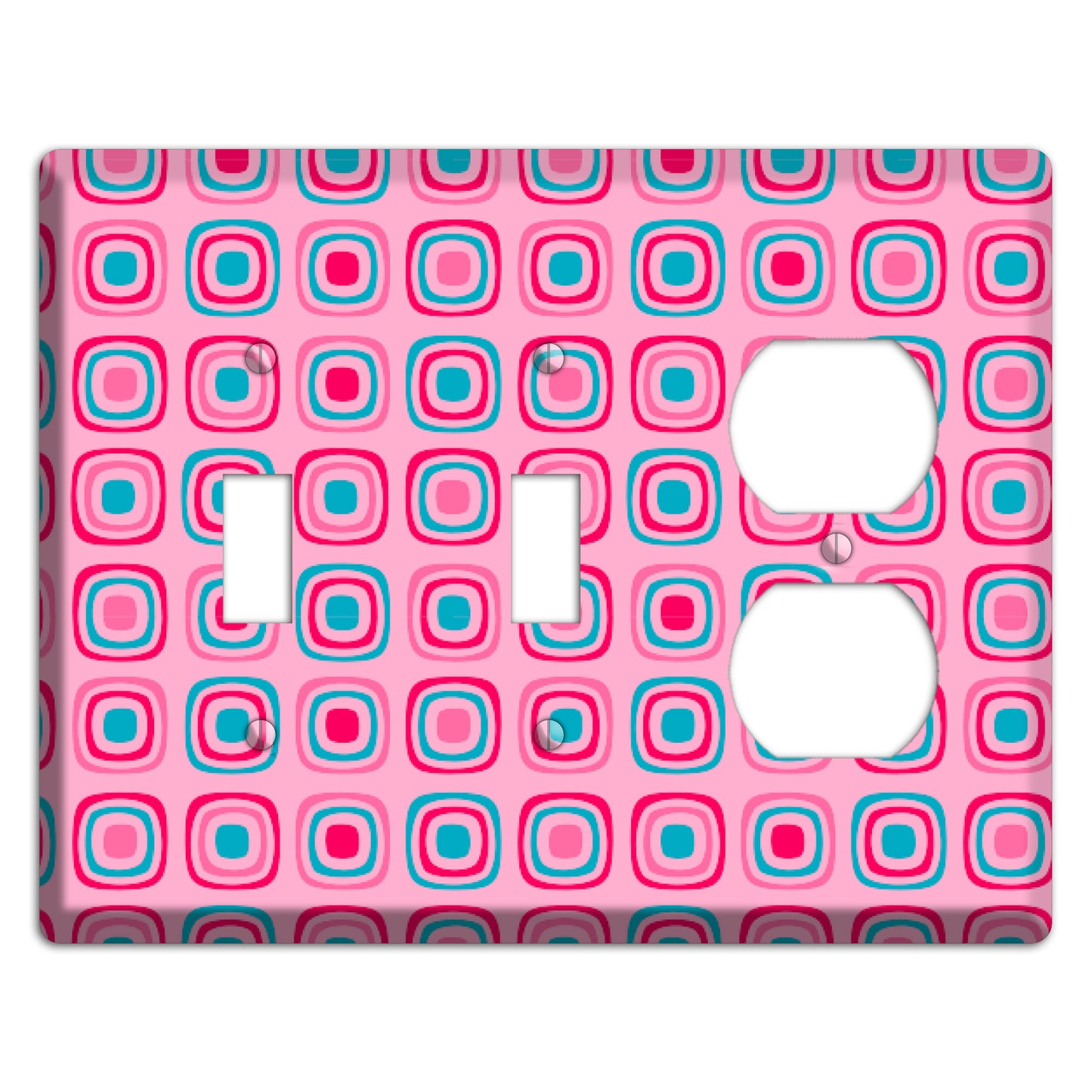 Pink and Blue Rounded Squares 2 Toggle / Duplex Wallplate