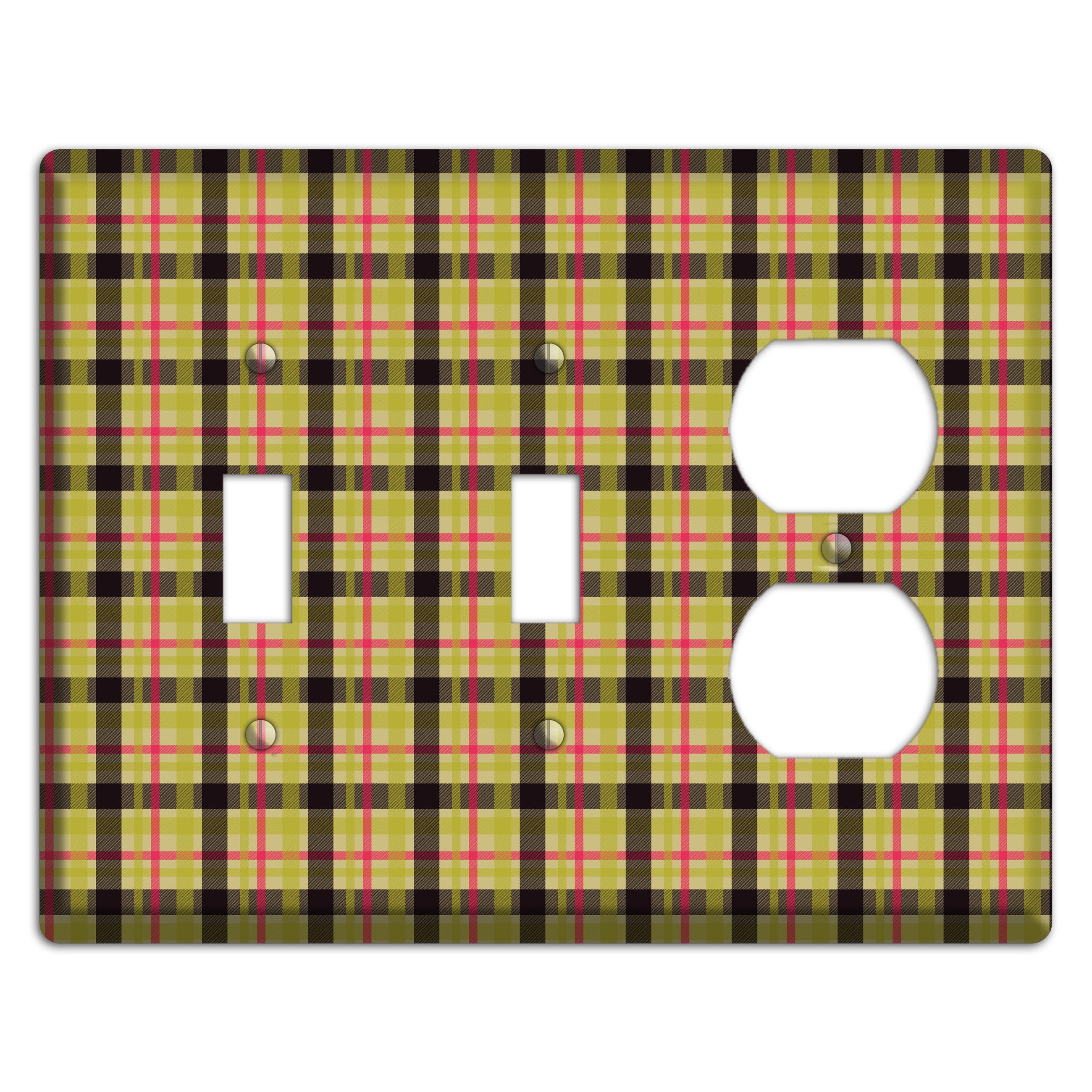 Yellow Black Red Plaid 2 Toggle / Duplex Wallplate