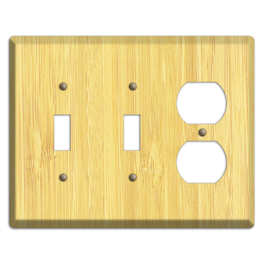 Natural Bamboo Wood 2 Toggle / Duplex Outlet Cover Plate