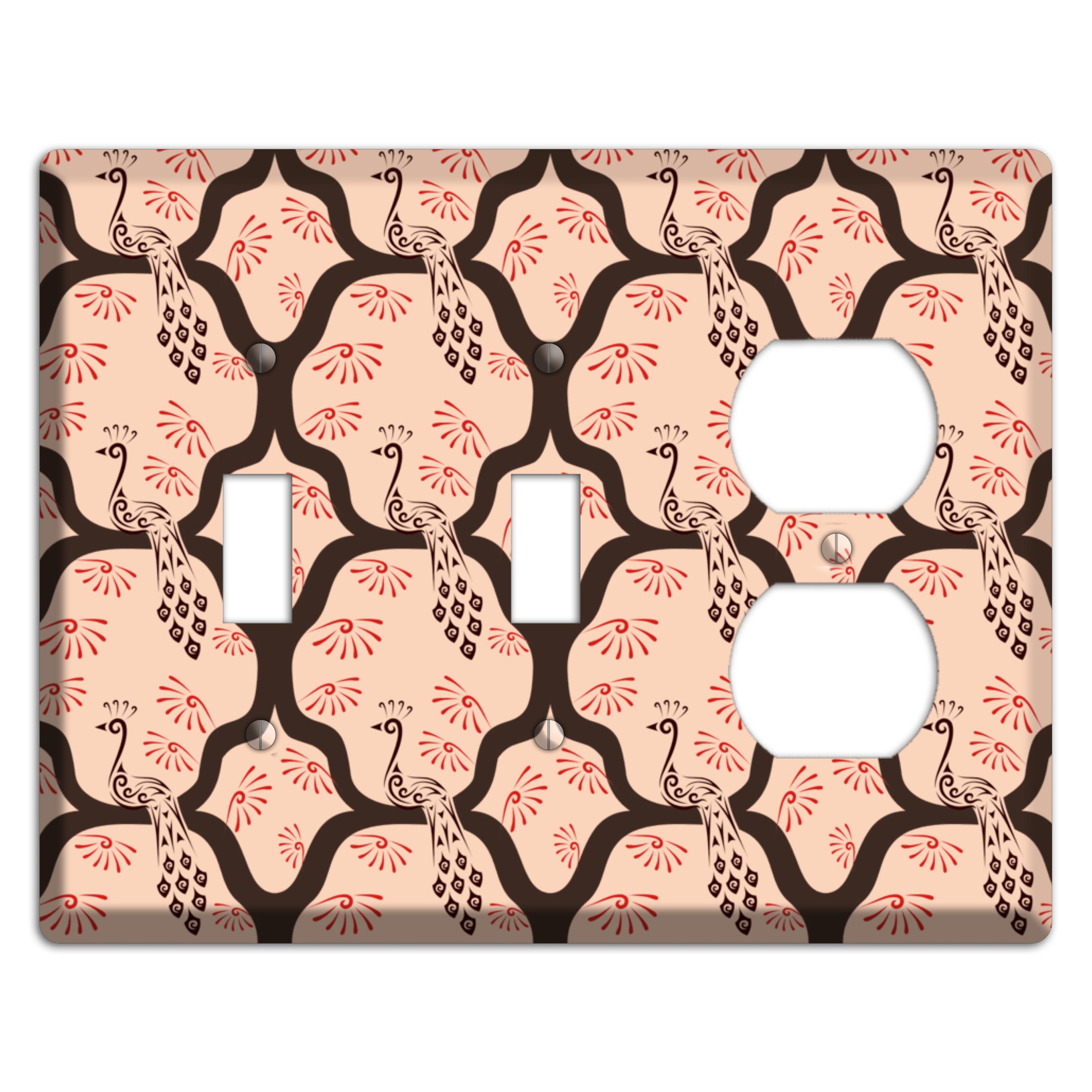 Light Quatrefoil Peacock 2 Toggle / Duplex Wallplate