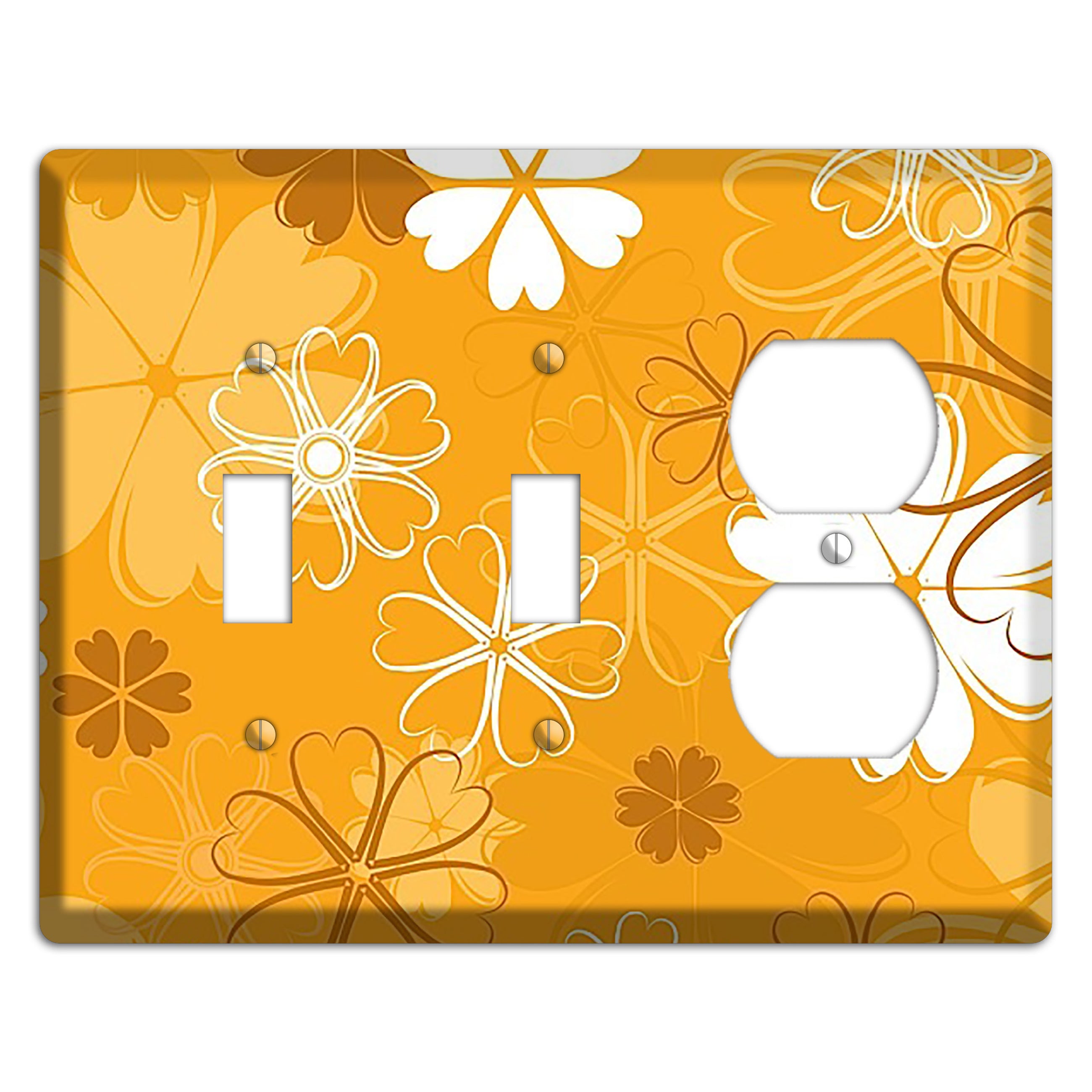 Orange Retro Flowers 2 Toggle / Duplex Wallplate