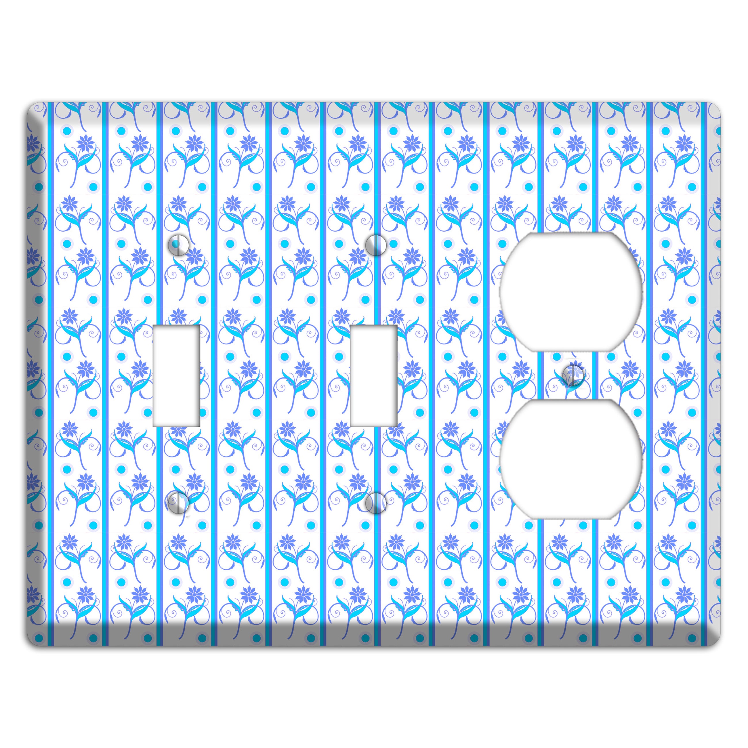 Blue Floral Pattern 2 Toggle / Duplex Wallplate