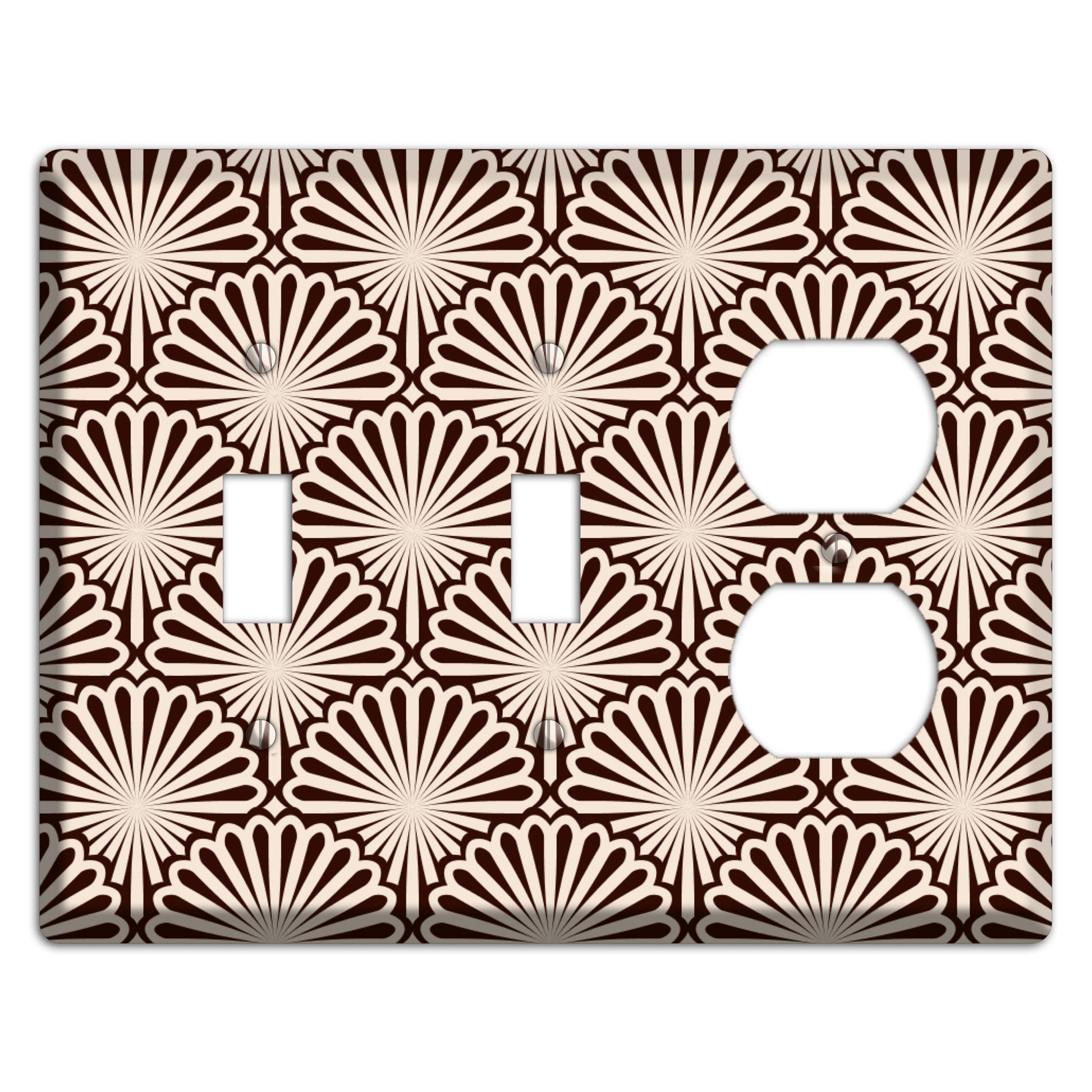 Black and White Deco Scallop Fans 2 Toggle / Duplex Wallplate
