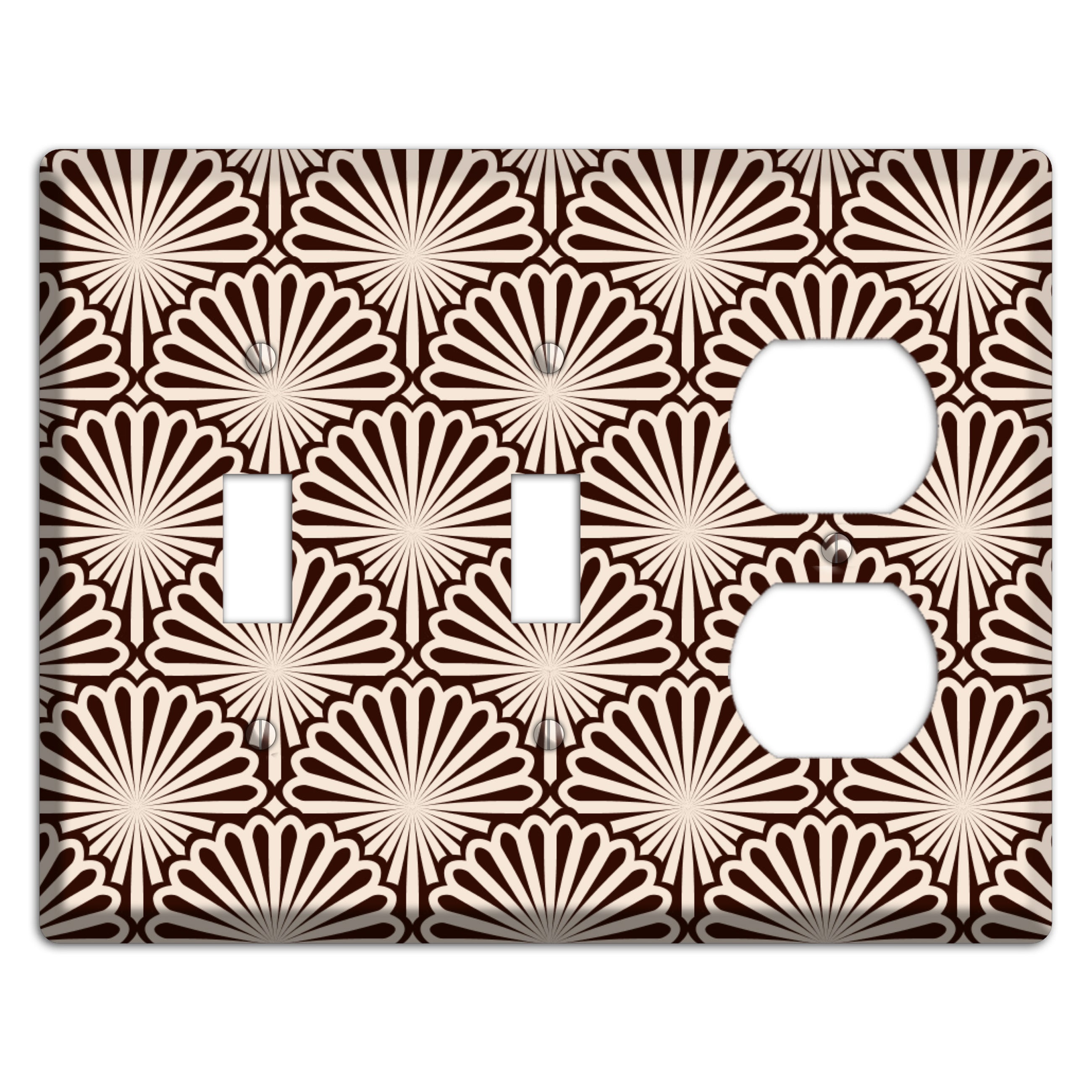 Black and White Deco Scallop Fans 2 Toggle / Duplex Wallplate