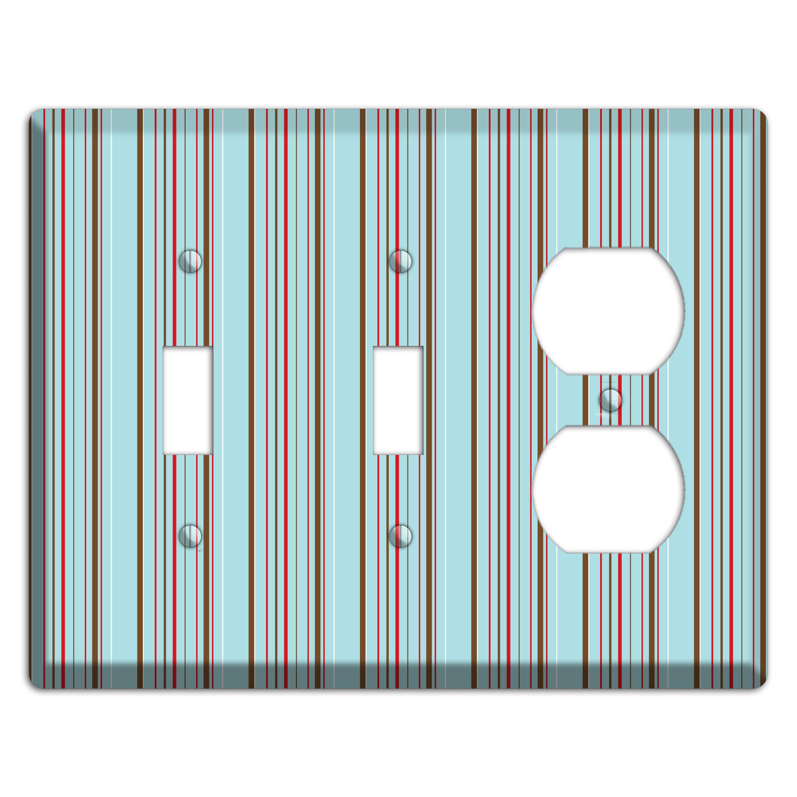 Dusty Blue with Red and Brown Vertical Stripes 2 Toggle / Duplex Wallplate