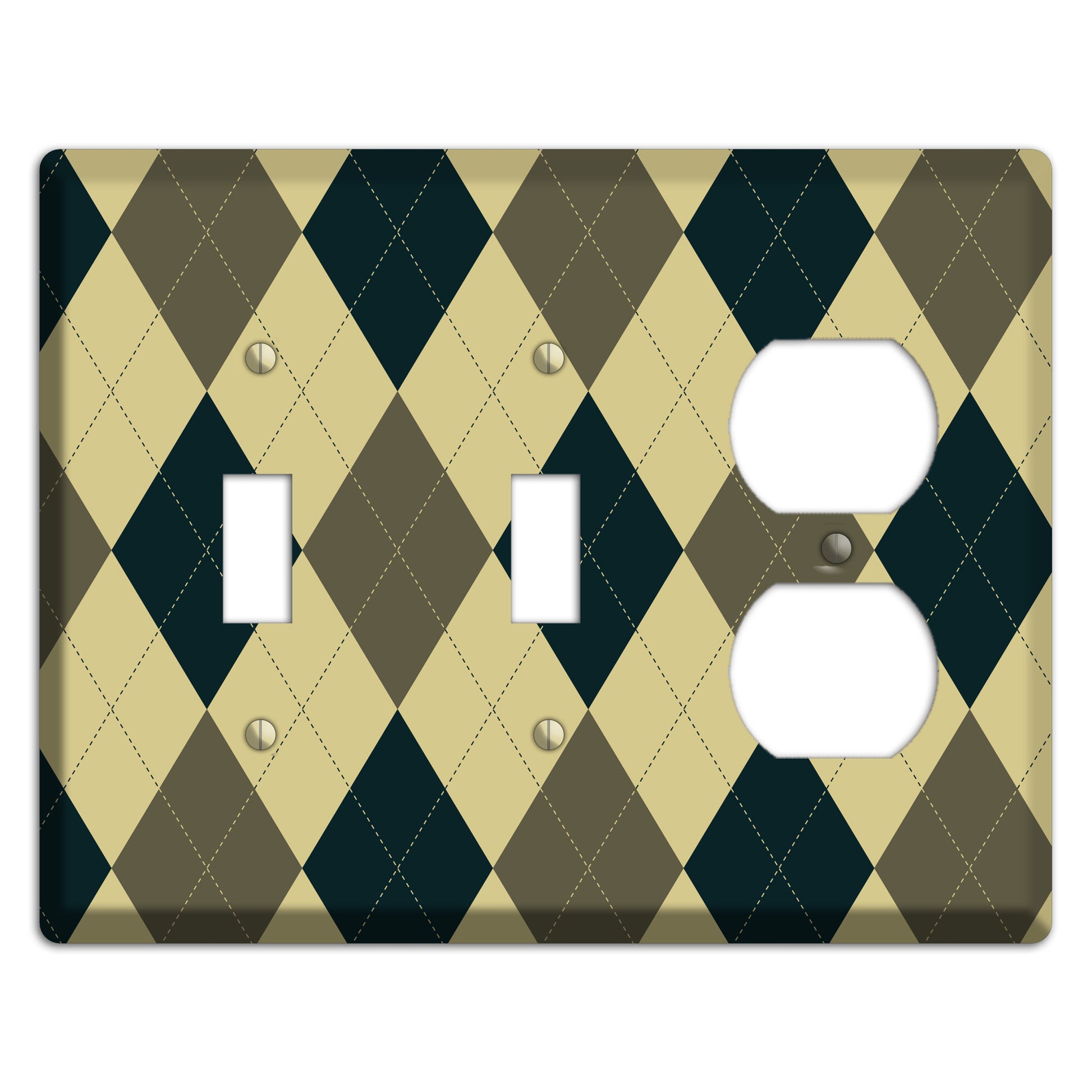 Multi Brown and Tan Argyle 2 Toggle / Duplex Wallplate