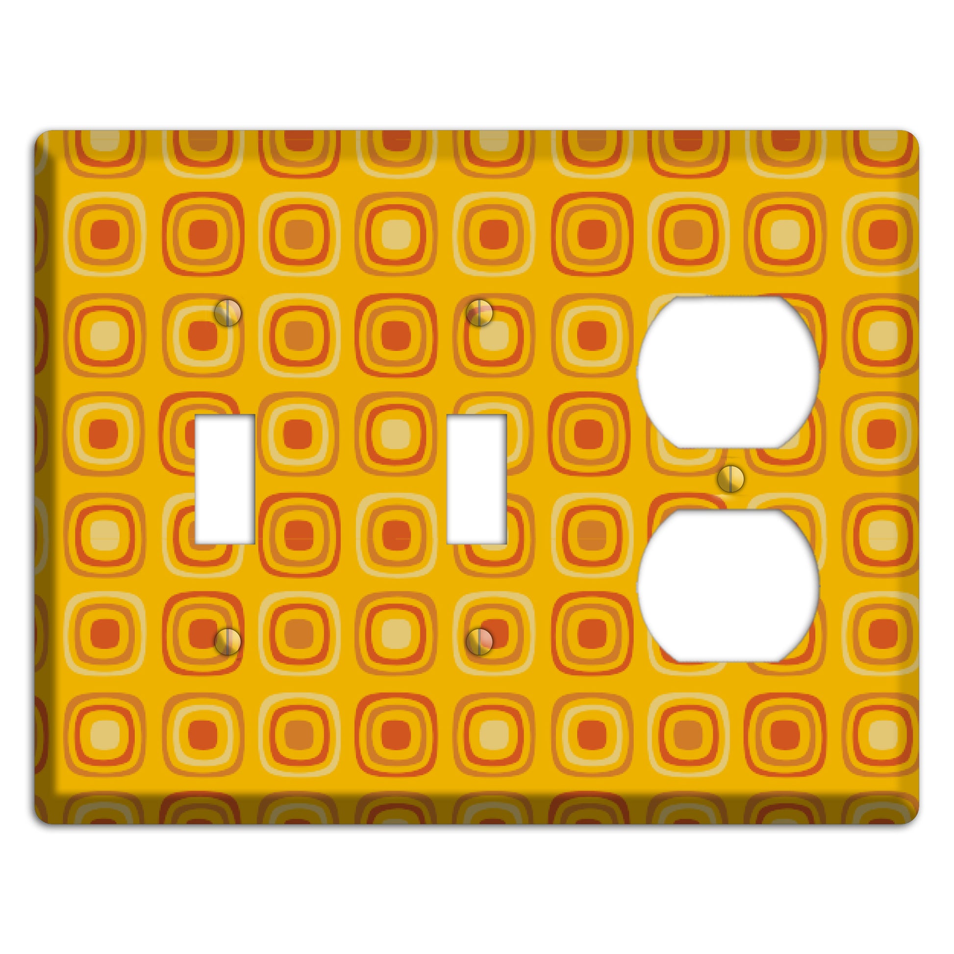 Multi Orange Red Retro Squares 2 Toggle / Duplex Wallplate